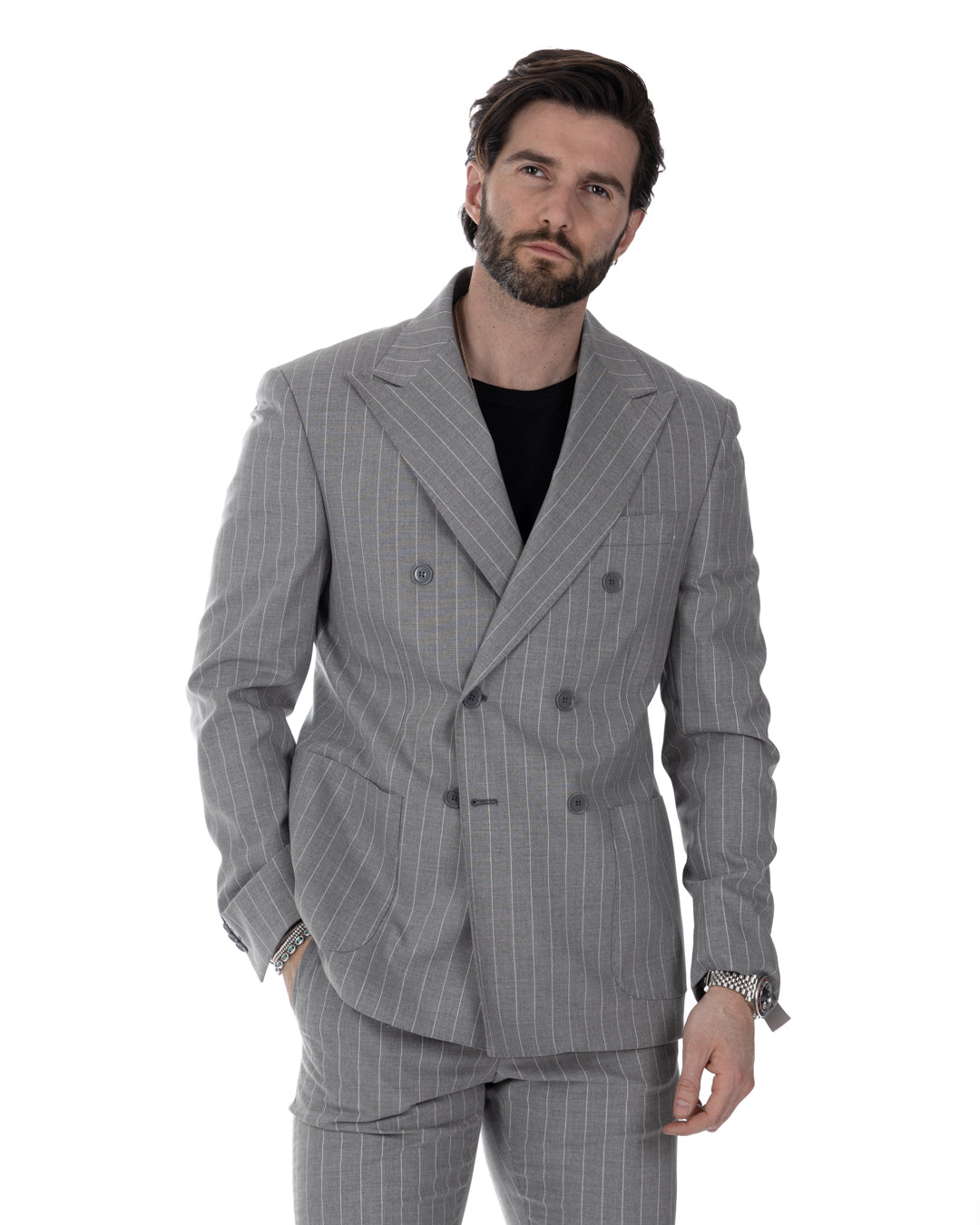 Vienna - gray striped double-breasted suit