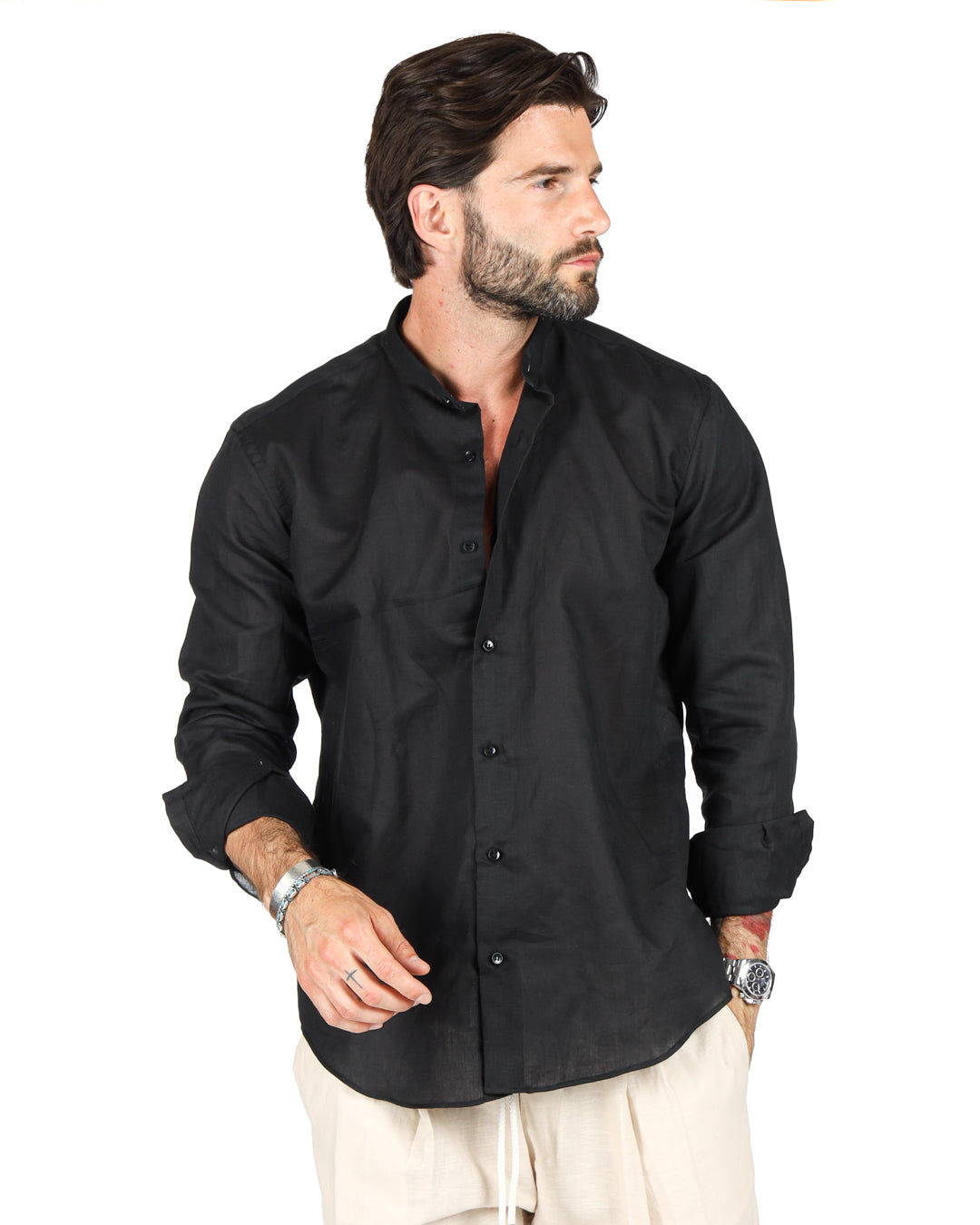 Positano - Black Korean linen shirt