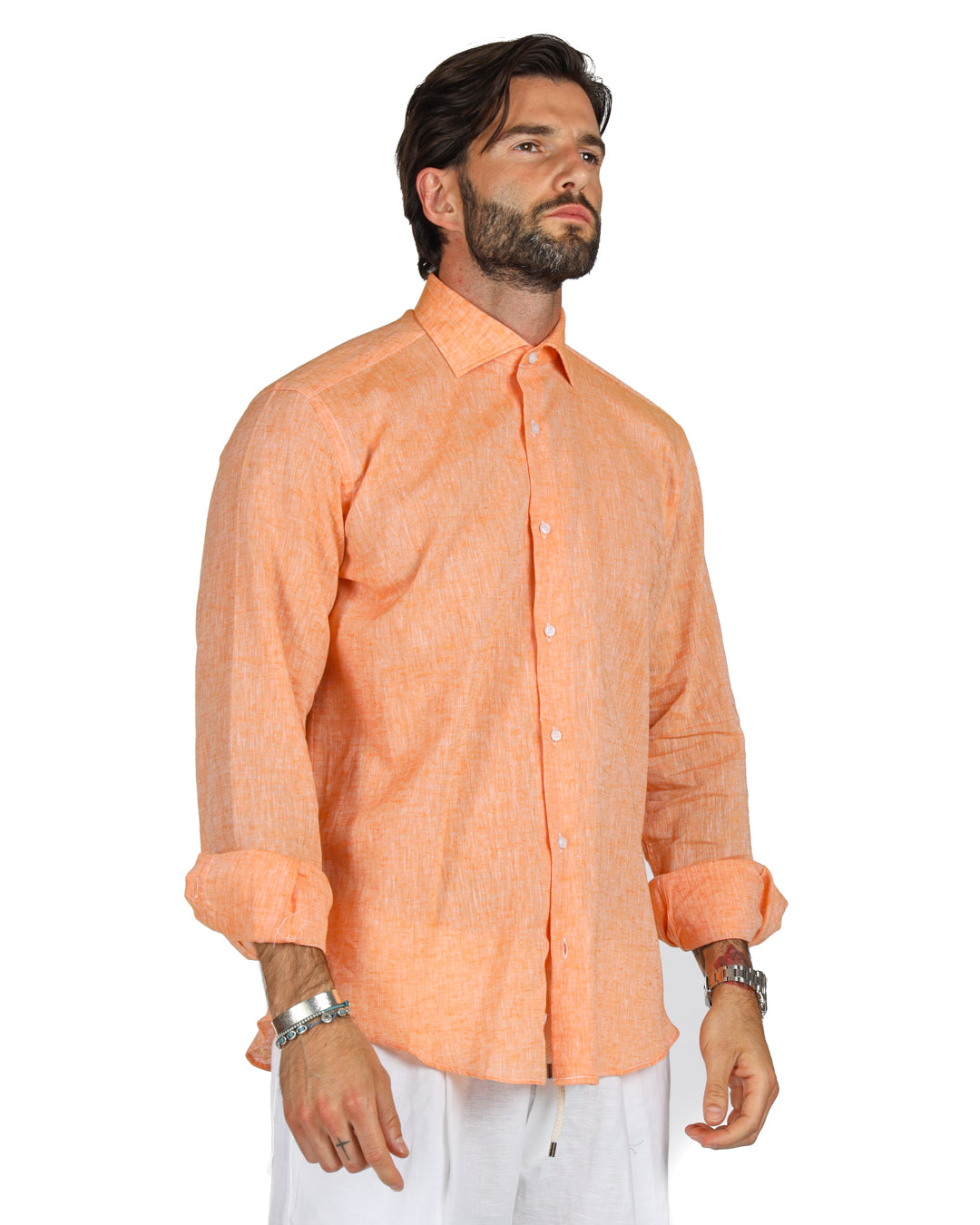 Praiano - Classic orange linen shirt