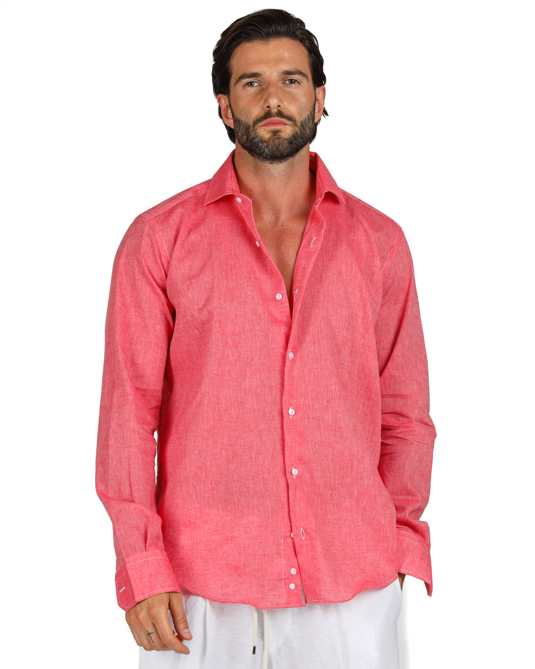 Praiano - La chemise classique en lin corail