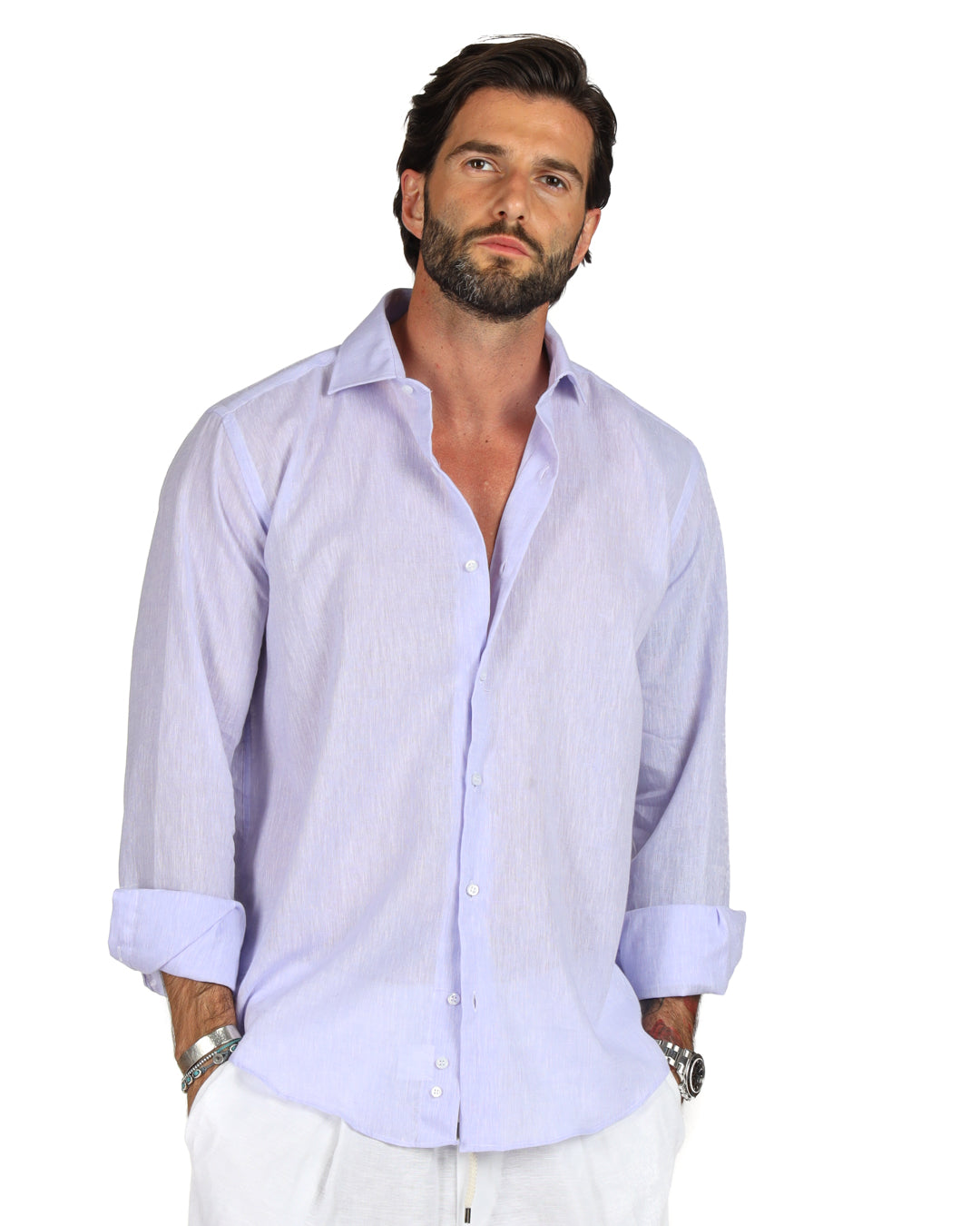 Praiano - Chemise en lin classique lilas
