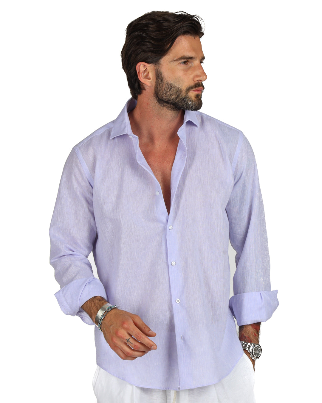 Praiano - Chemise en lin classique lilas