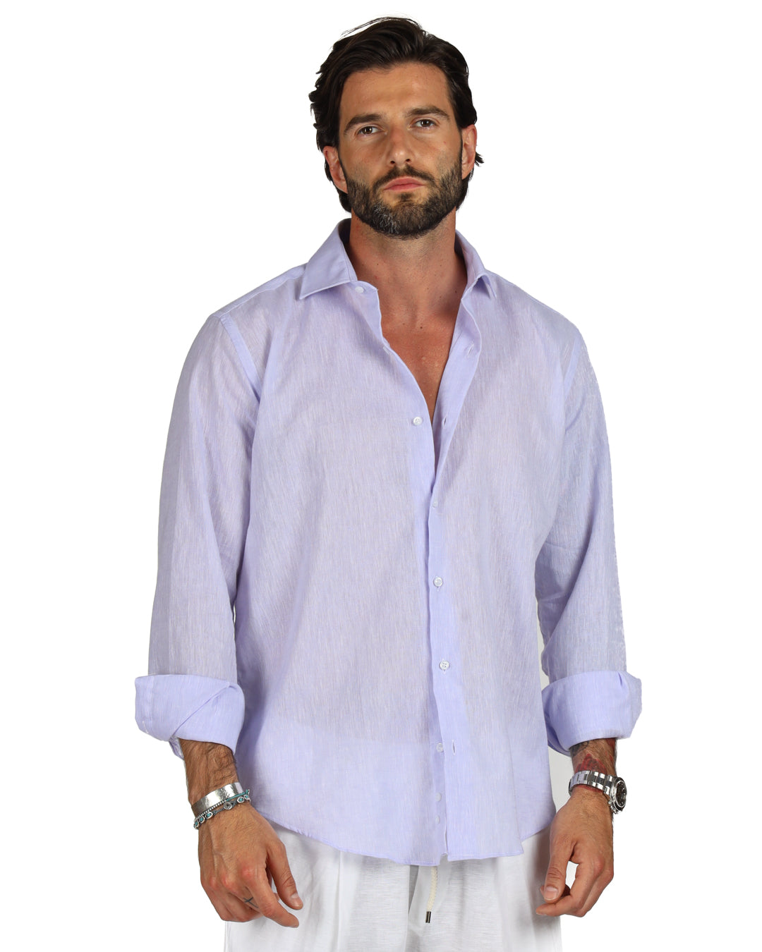 Praiano - Chemise en lin classique lilas