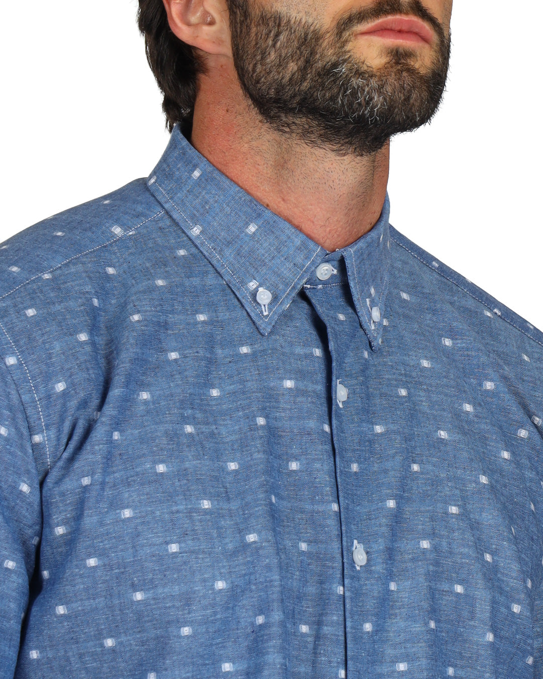 Salina - Chemise en jean classique avec broderie en lin blanc