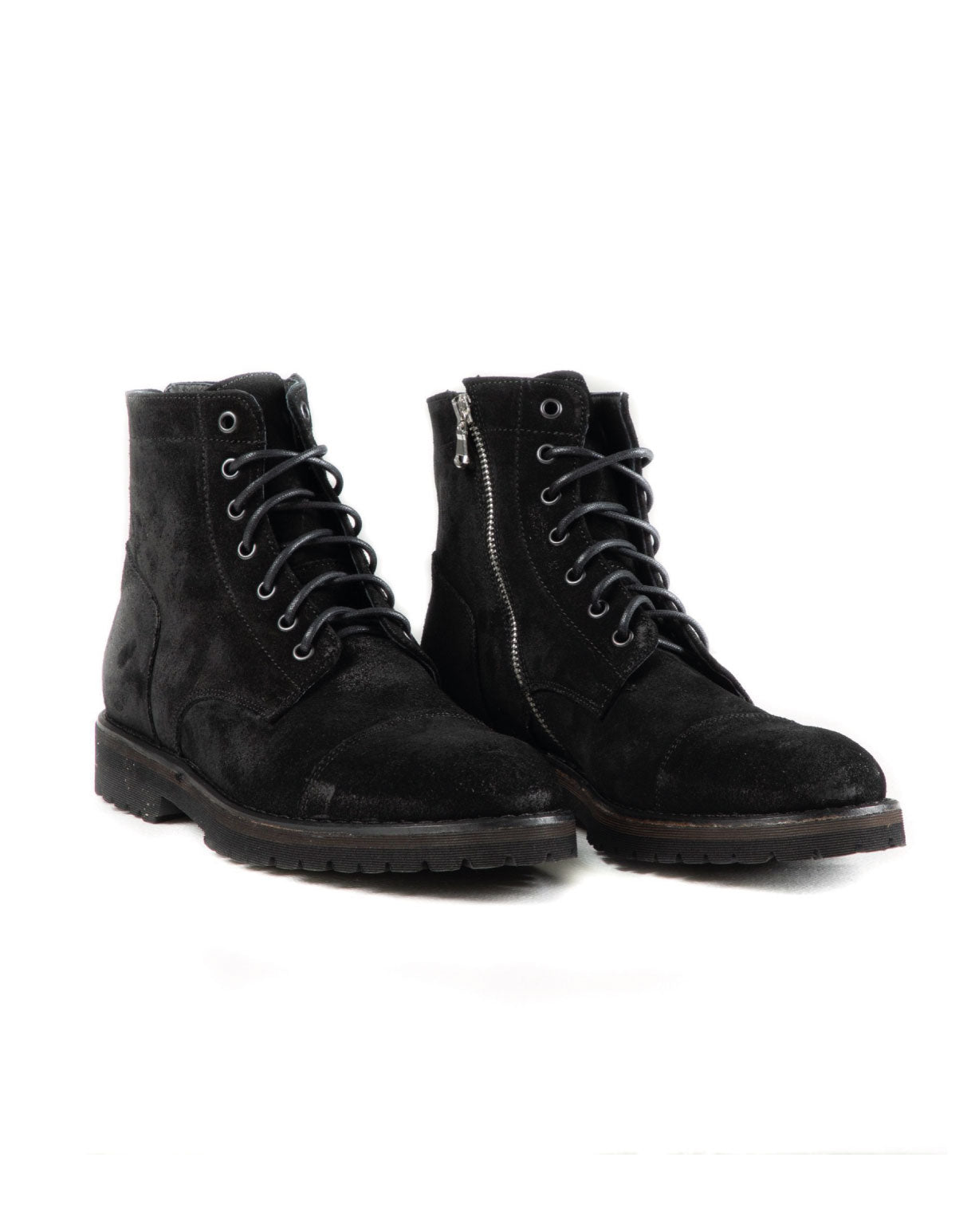 Z01 - BOTTINES EN DAIM NOIR AVEC ZIP