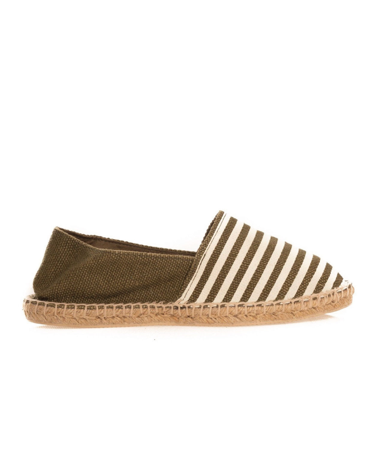 MILITARY GREEN STRIPED ESPADRILLES