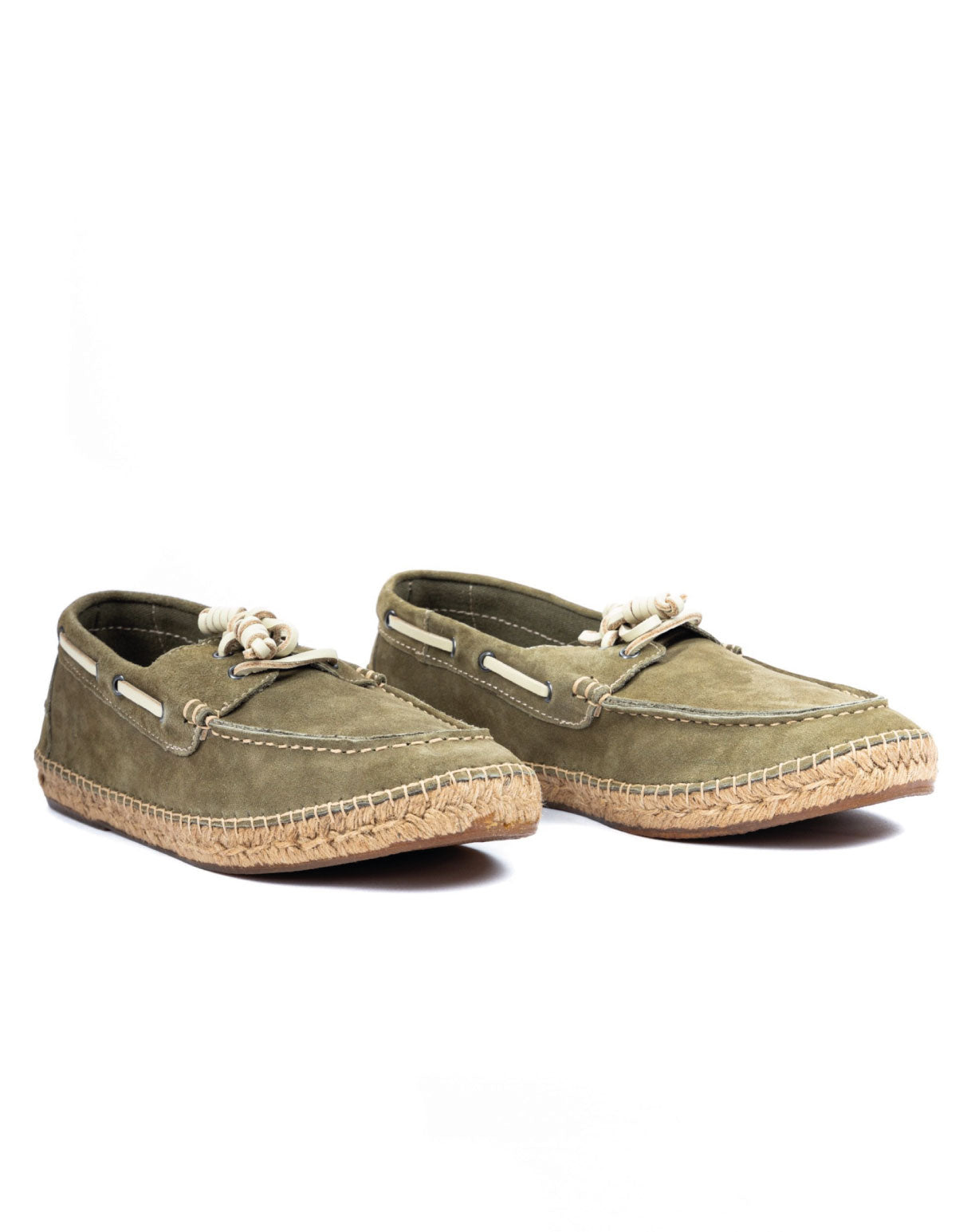 Pompeii - green suede boat with rope bottom