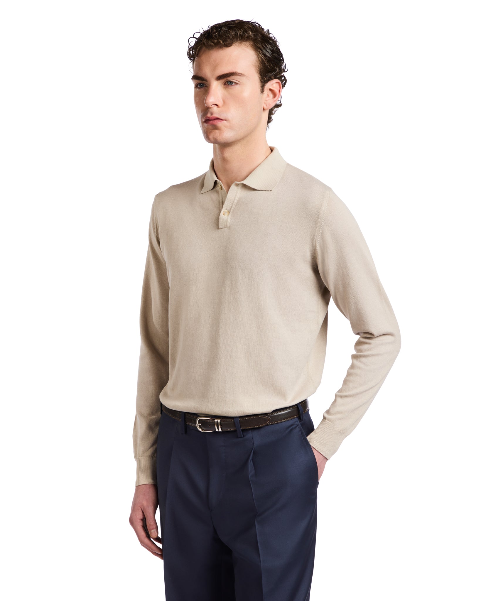 Andrey polo shirt in sand cotton