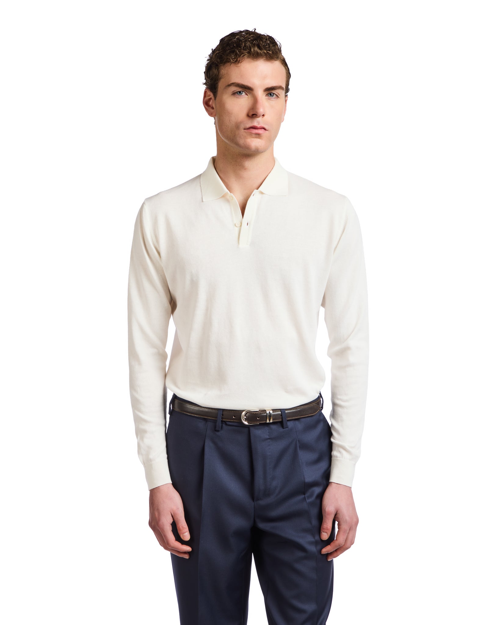 Andrey white cotton polo