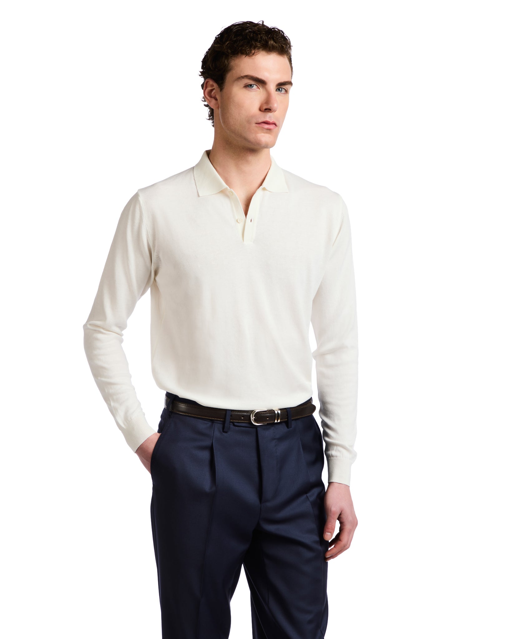 Andrey white cotton polo