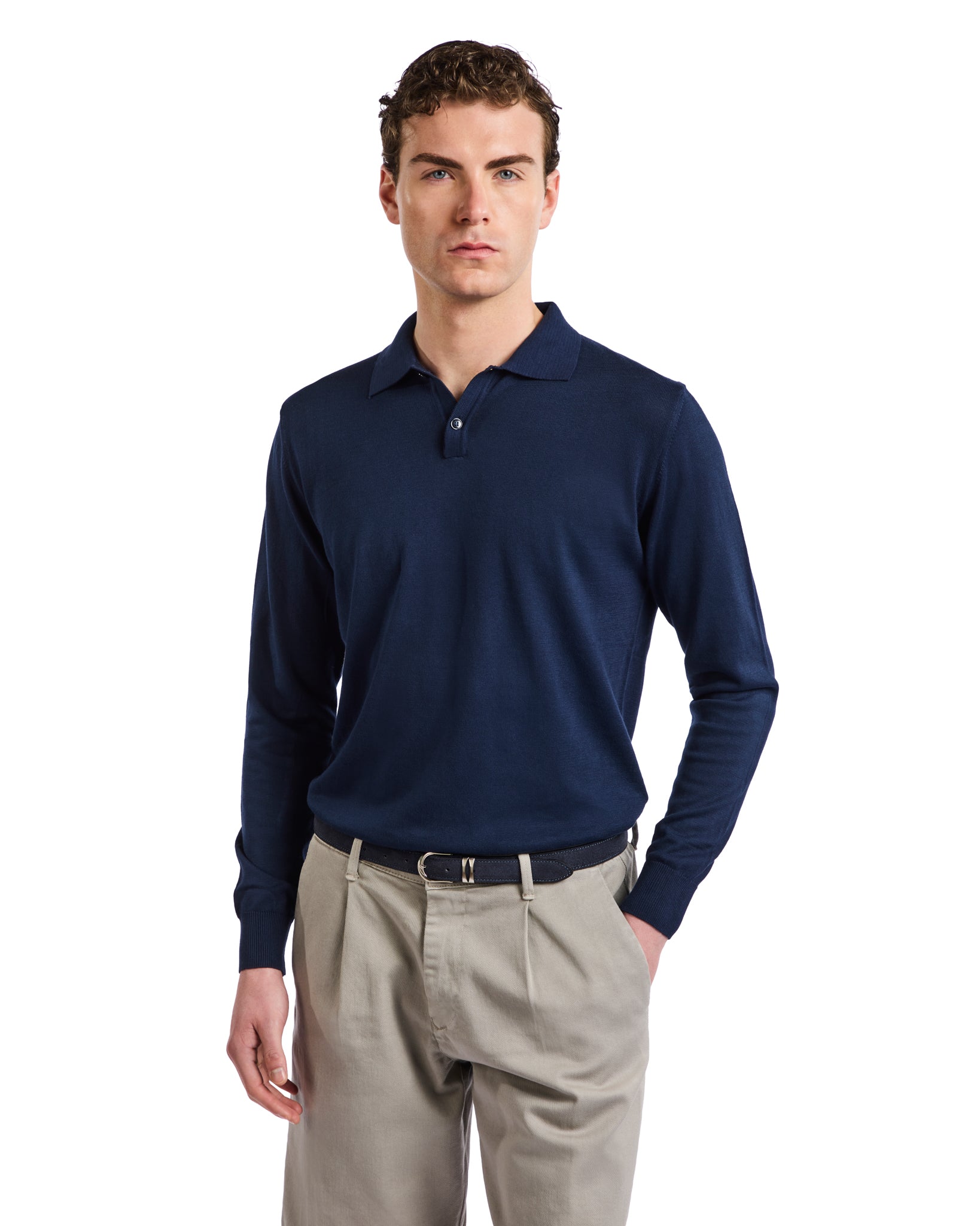 Andrey blue cotton polo shirt