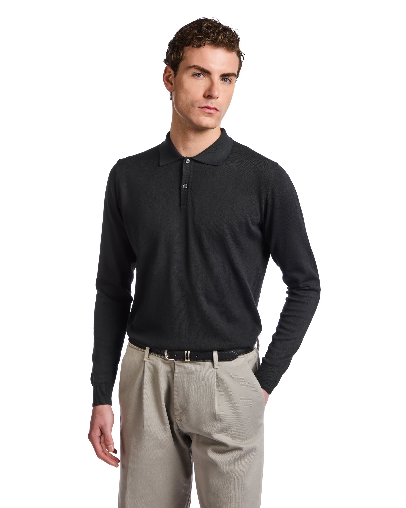 Andrey black cotton polo