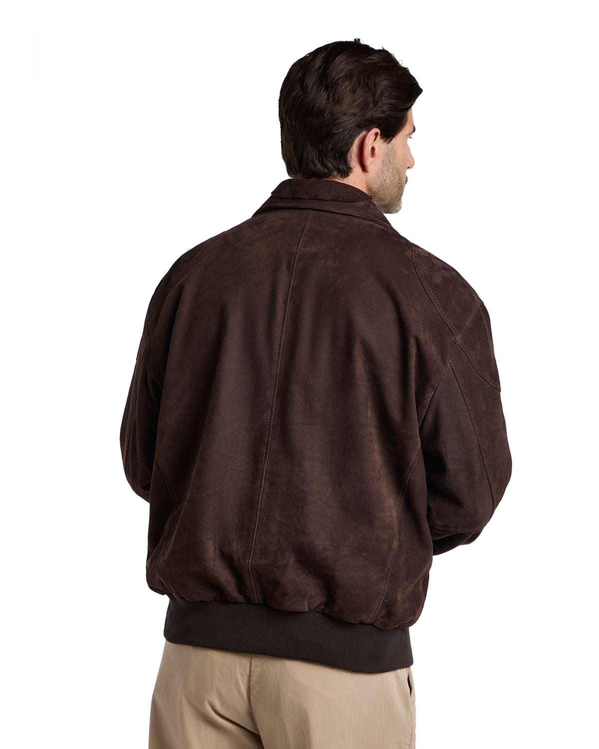 Bomber collo camicia con zip scamosciato testa di moro