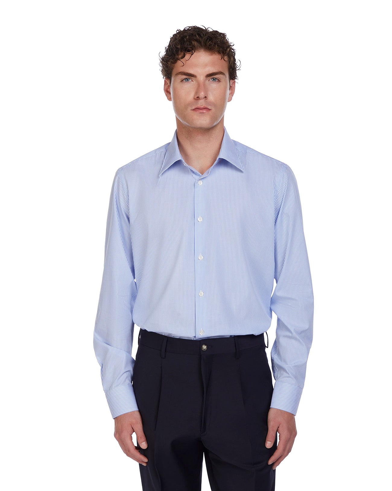 Camicia Kalt a righe azzurre in cotone