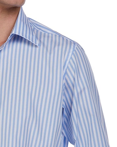 Camicia Vey a righe azzurre in cotone
