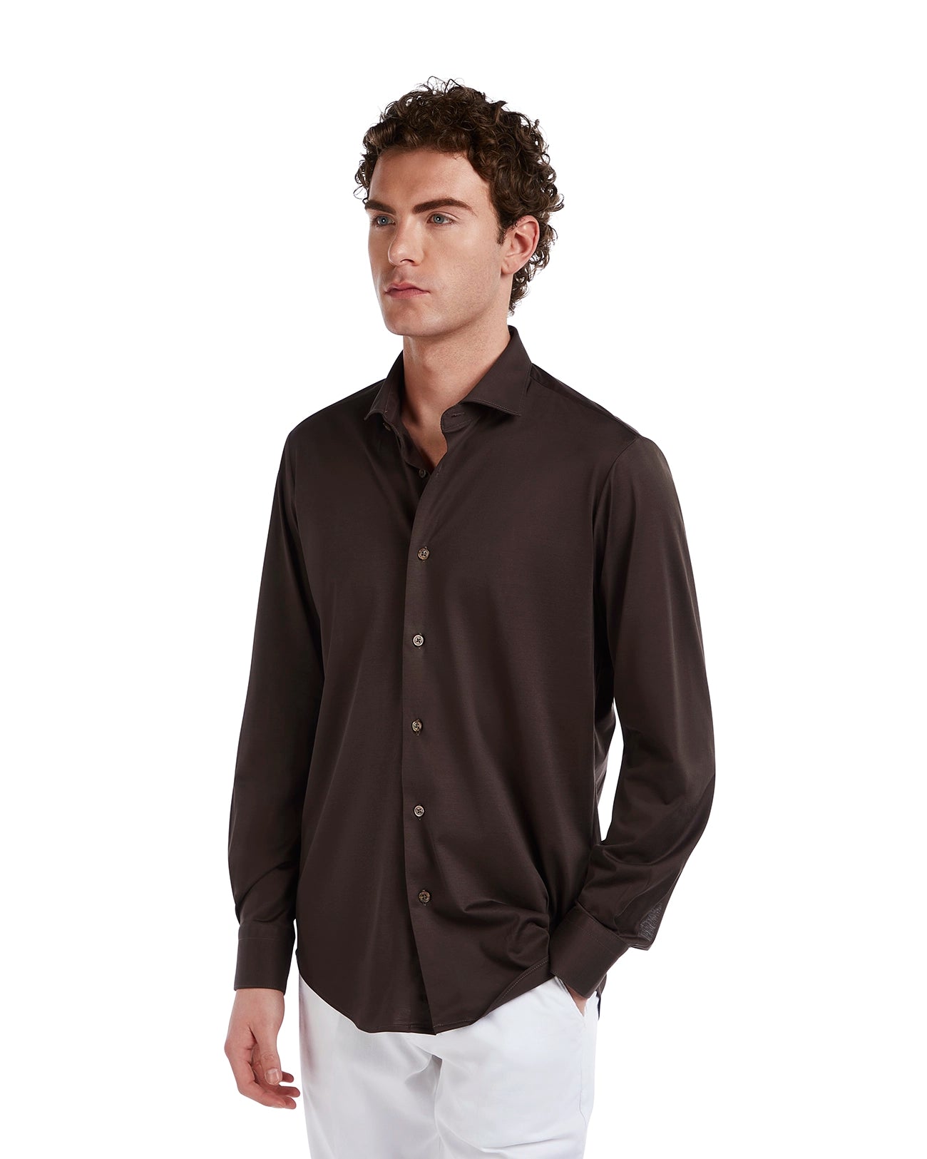 Miyagi shirt in dark brown cotton