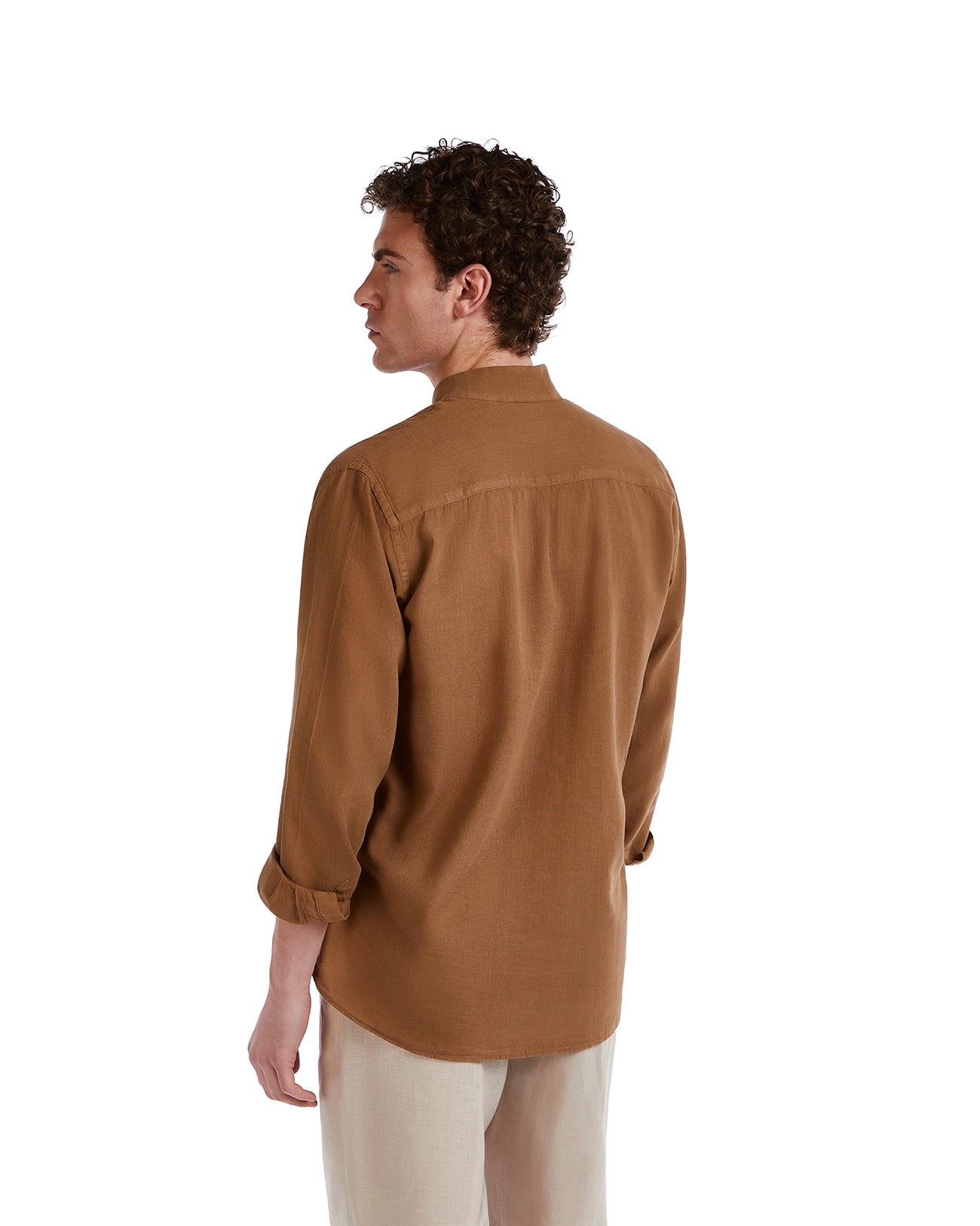 Camisa Waikiki de lino y algodón fango