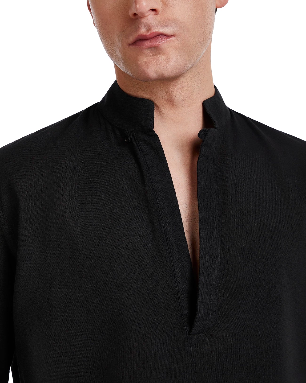 Camisa Waikiki de lino y algodón negra