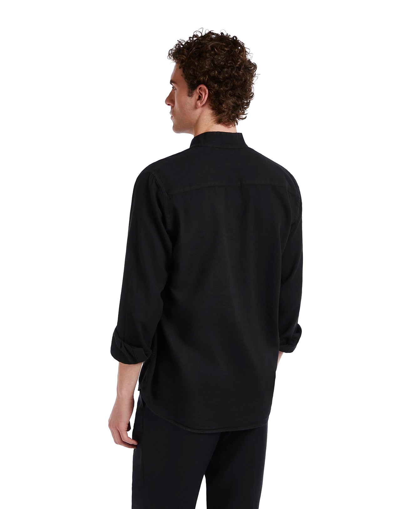 Camisa Waikiki de lino y algodón negra