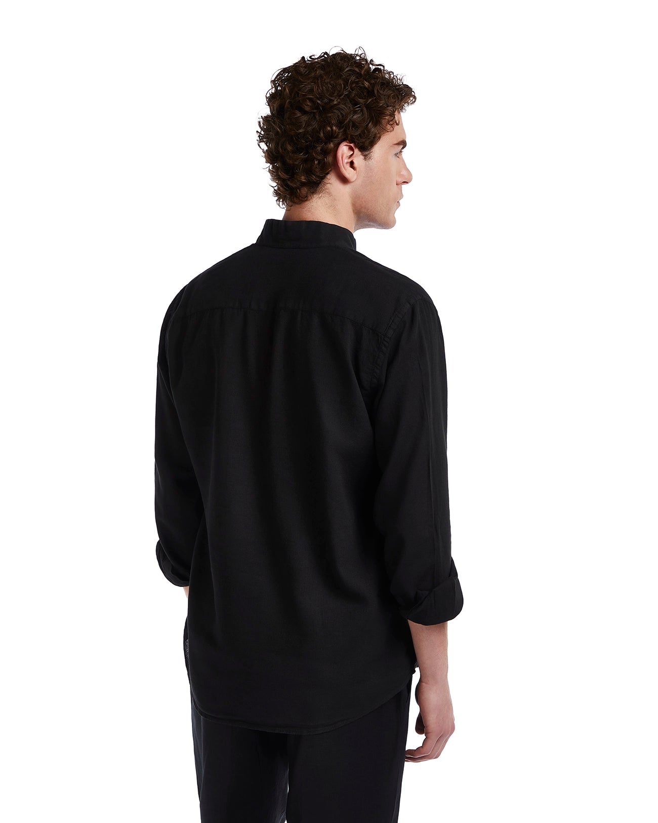 Camisa Waikiki de lino y algodón negra