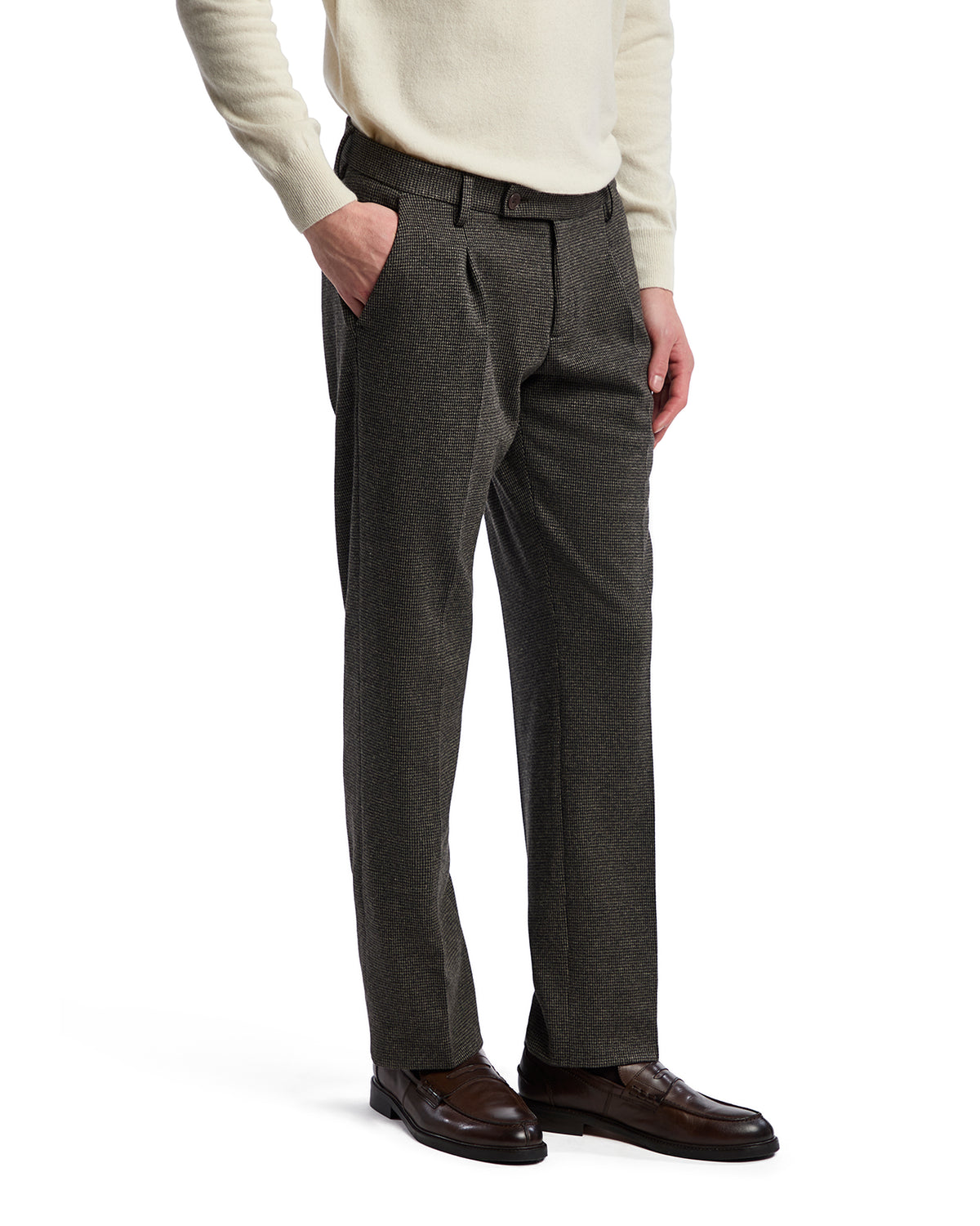 Pantalón Campiglio pata de gallo marrón oscuro