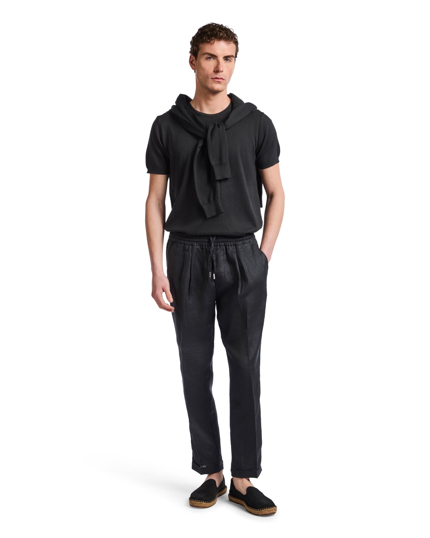 Cary trousers in pure black linen