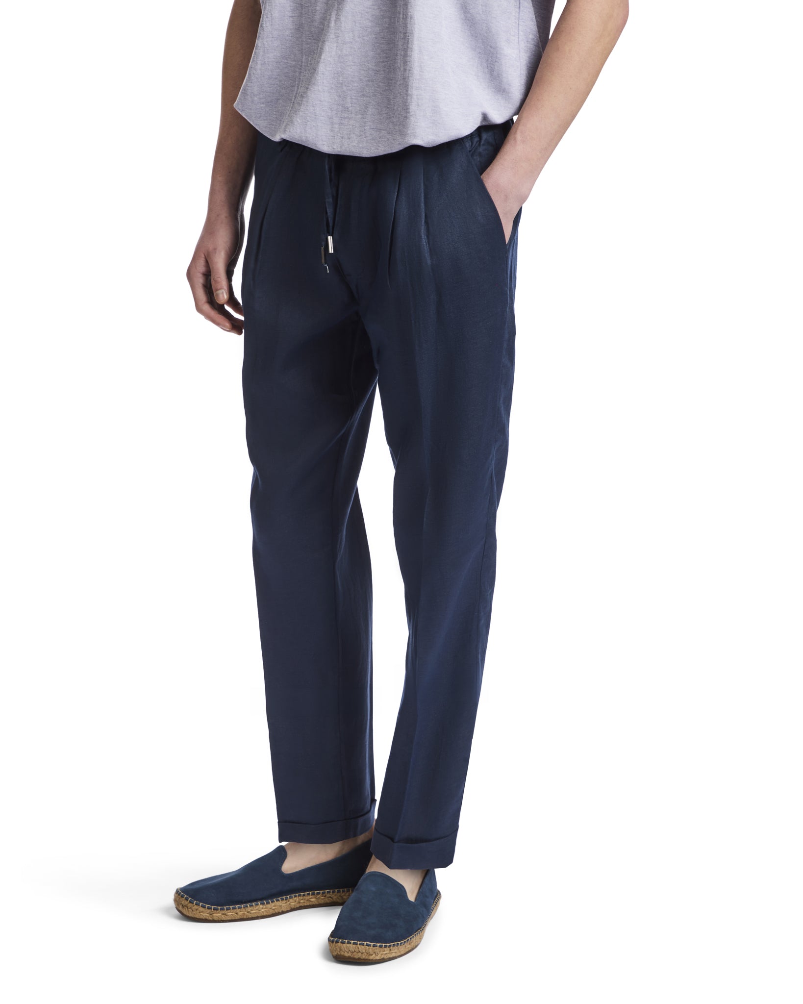 Cary trousers in pure blue linen