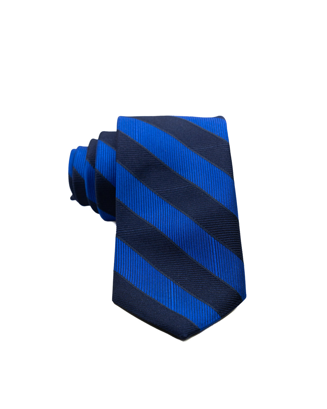 Tie - in silk with blue and royal stripes