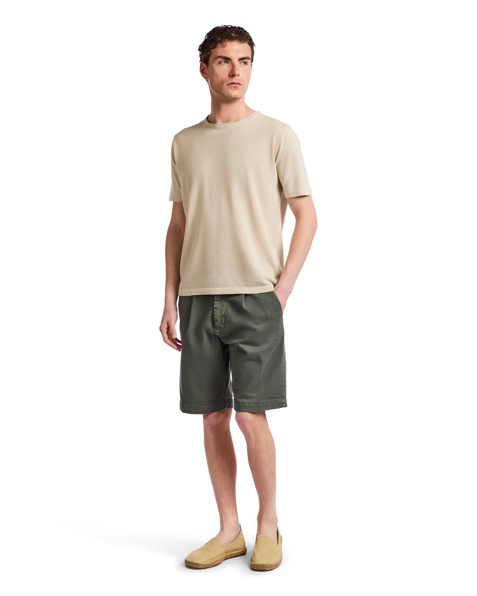 Easton - High Waist Military Bermuda Shorts with Darts