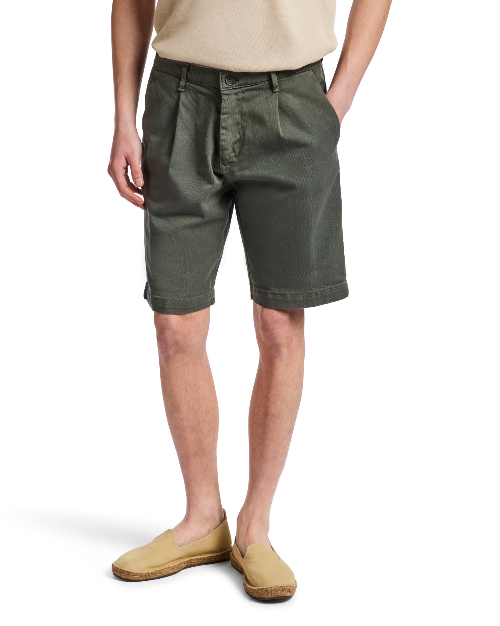 Easton - High Waist Military Bermuda Shorts with Darts