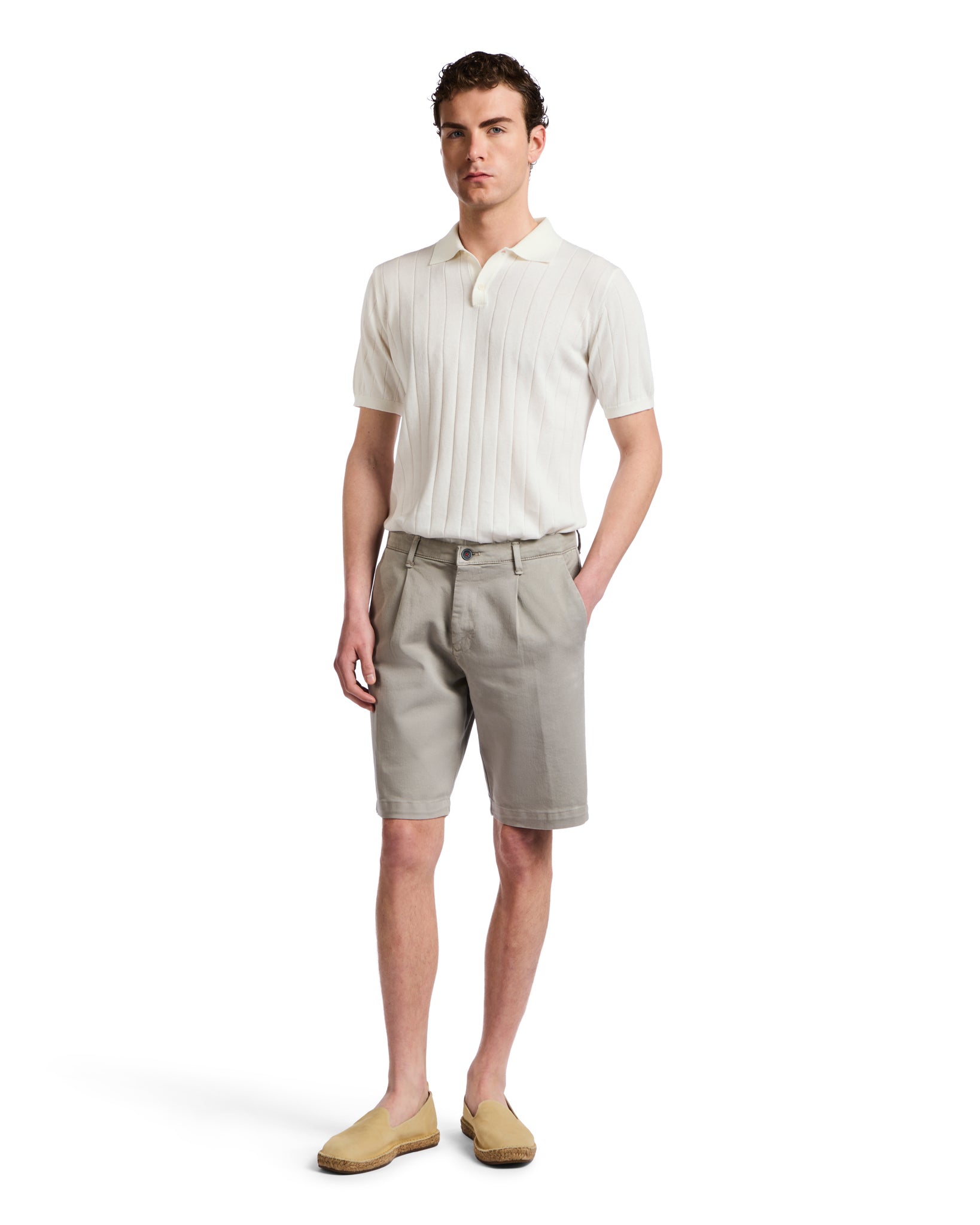 Easton - high waisted string bermuda shorts with pleats