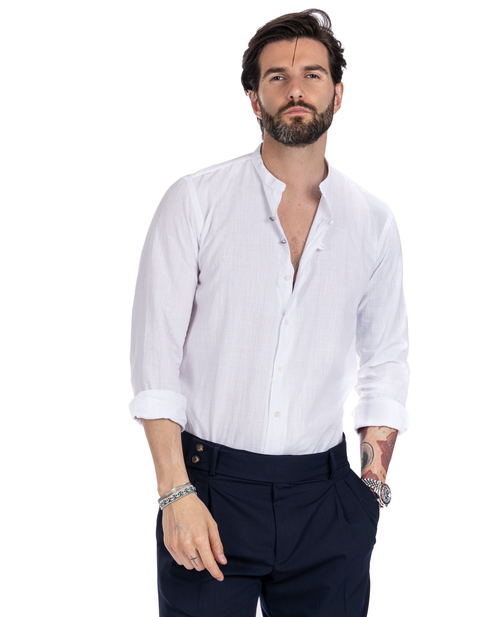 Hyeres - chemise coréenne en coton blanc