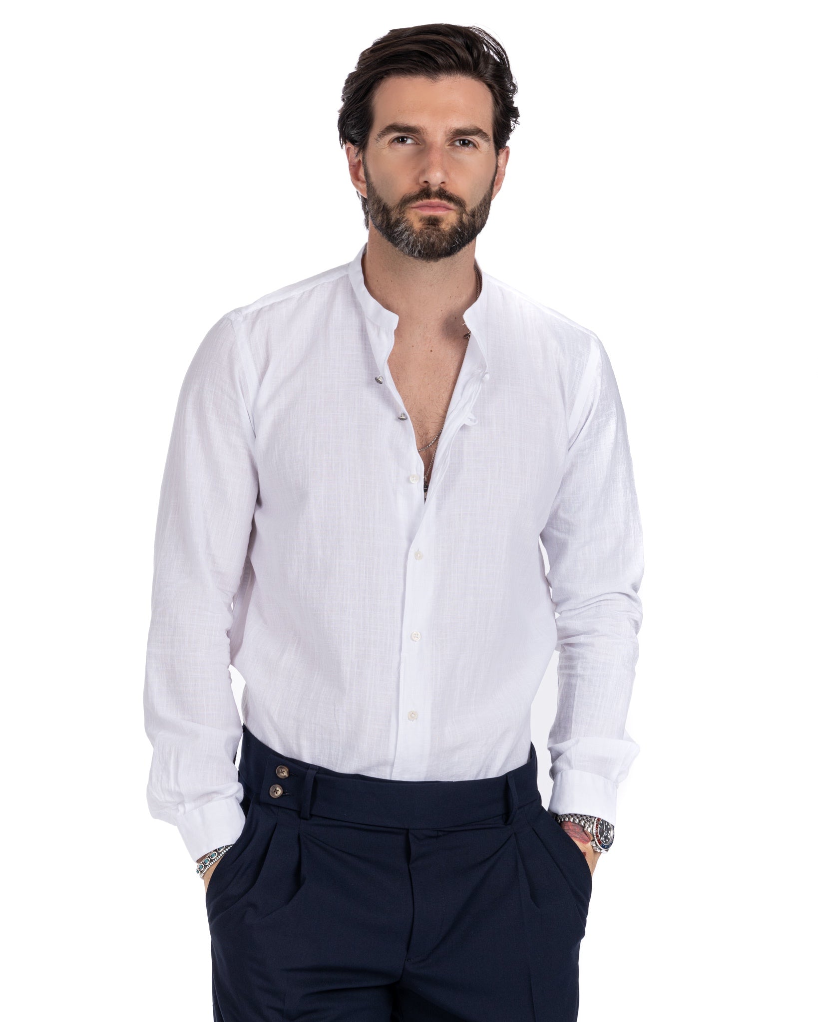 Hyeres - chemise coréenne en coton blanc