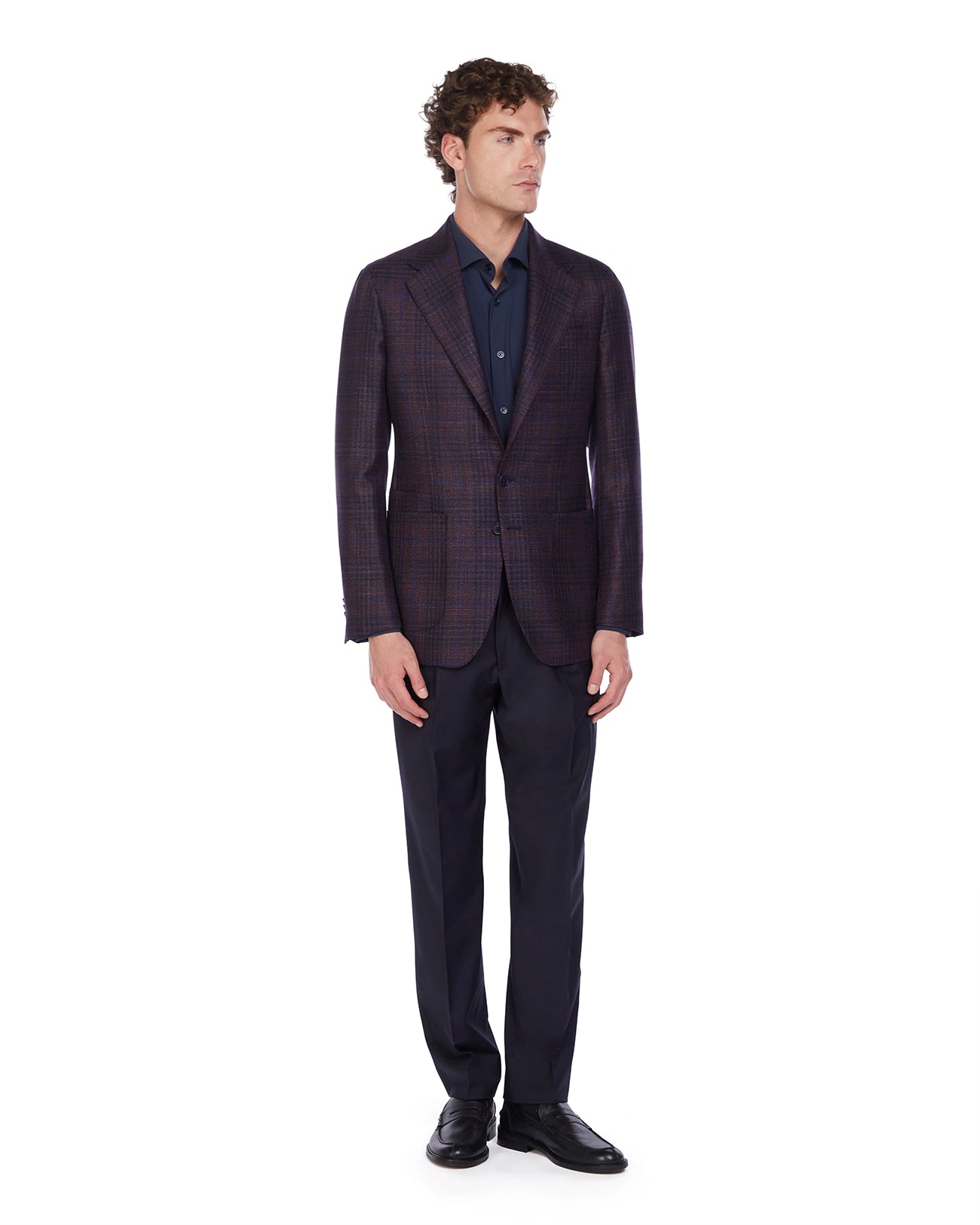 Giacca Summer time Loro Piana in tweed prugna