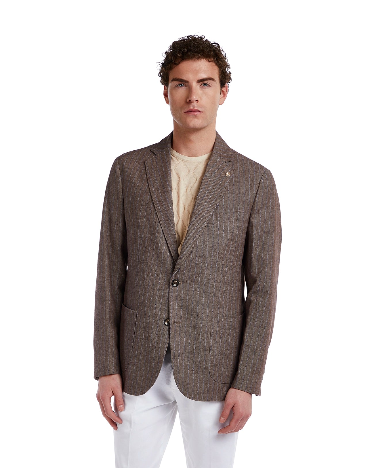 Chaqueta Vernazza a rayas diplomáticas beige