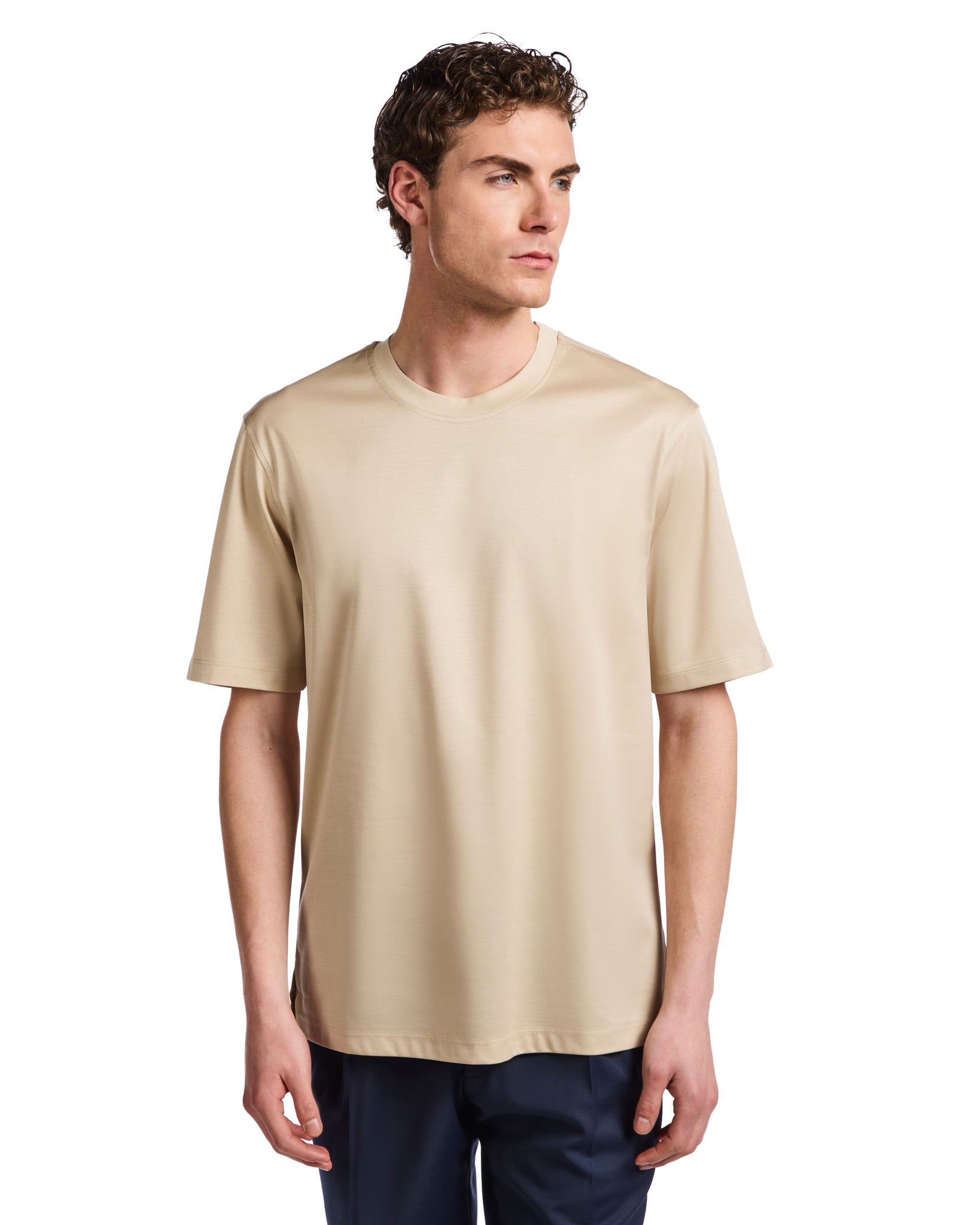 Hoorn T-shirt in beige lisle thread