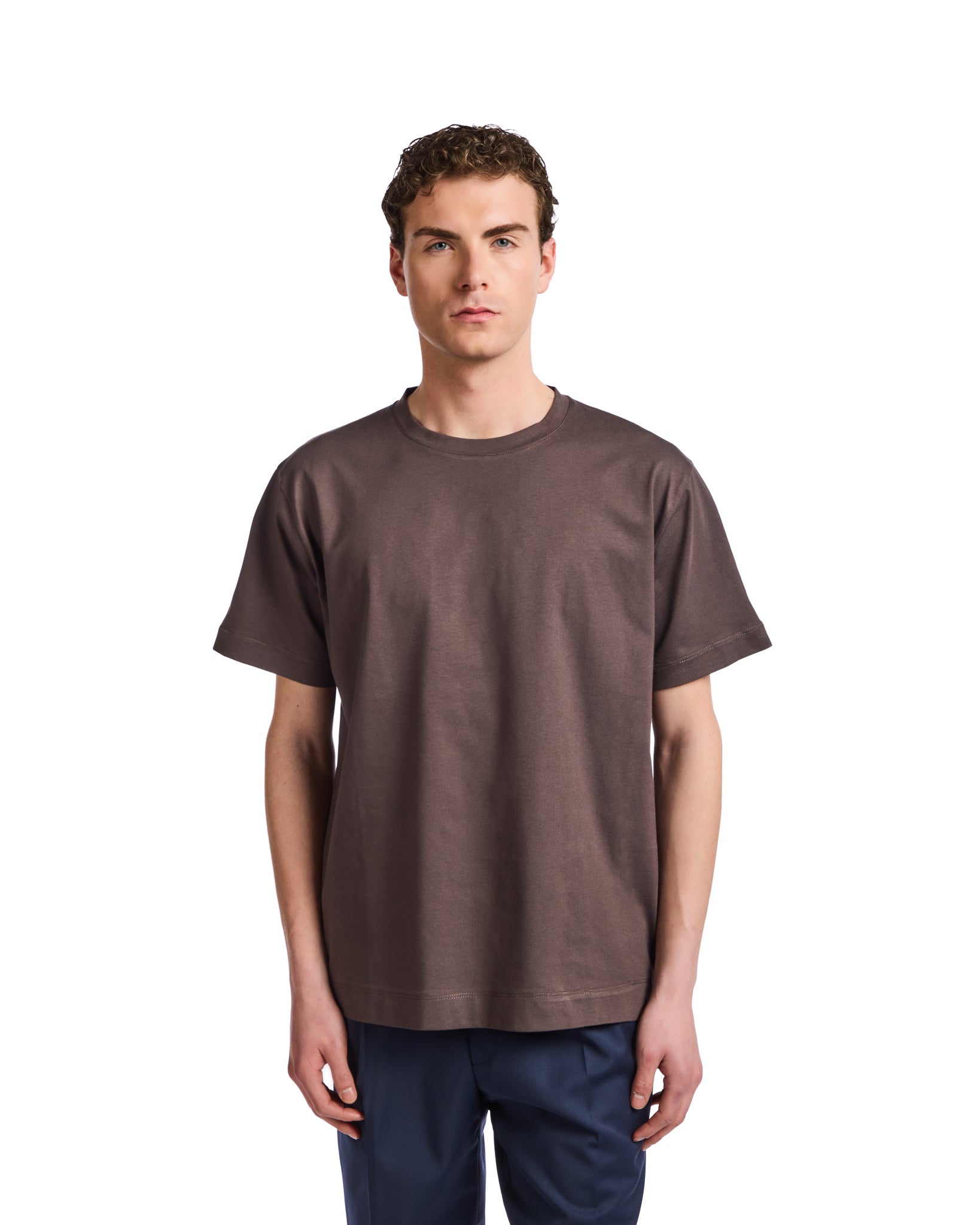Bergen T-shirt in dark brown cotton