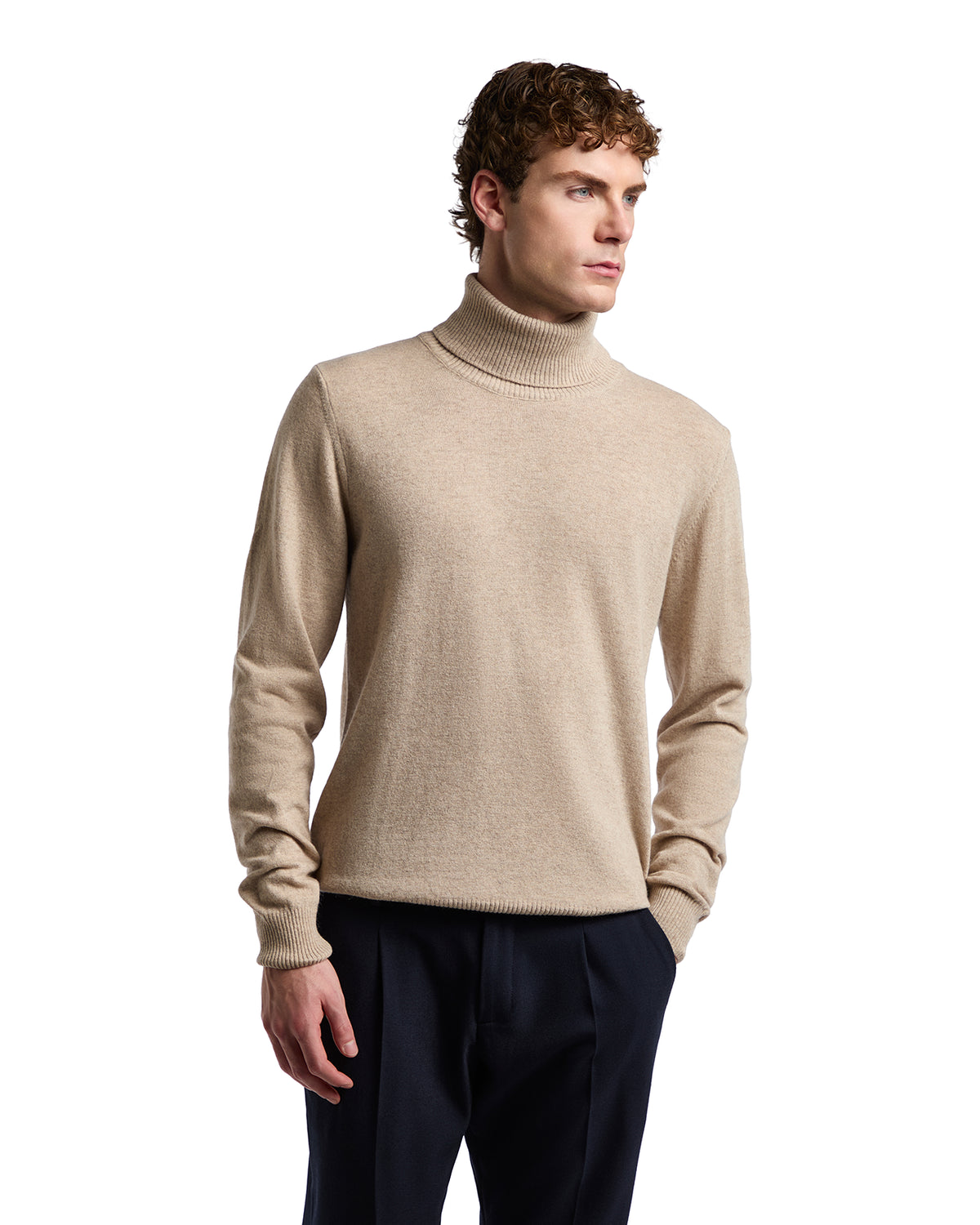 Lee turtleneck in beige cashmere blend