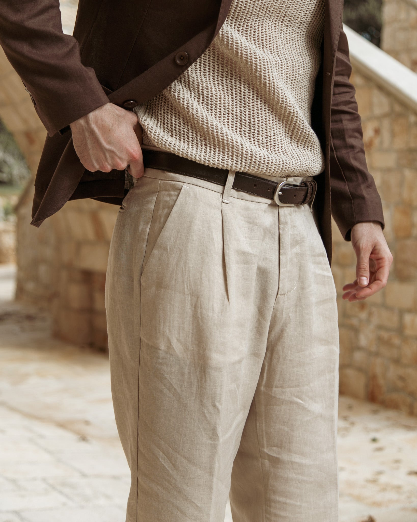 Lucas - wide trousers in pure linen string