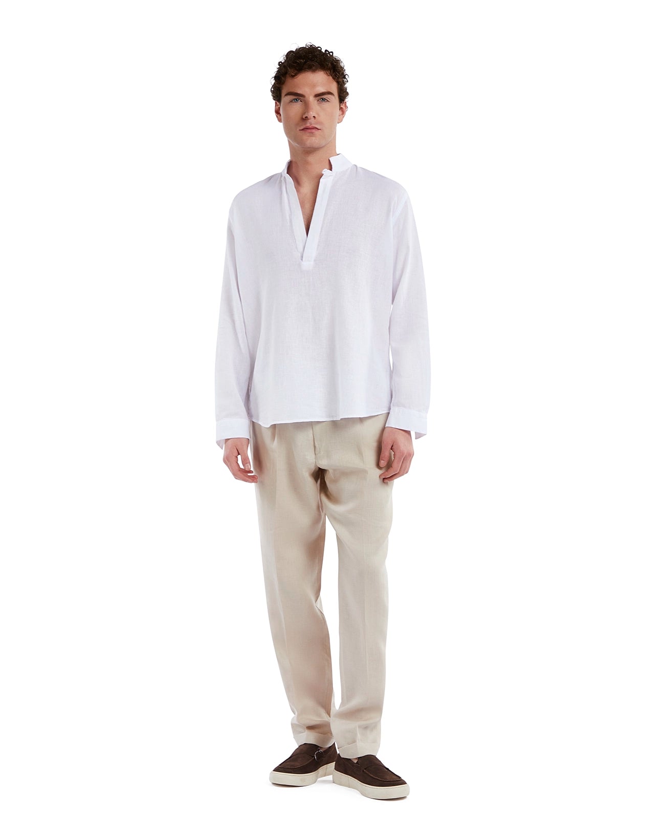 Camisa Waikiki de lino y algodón blanca