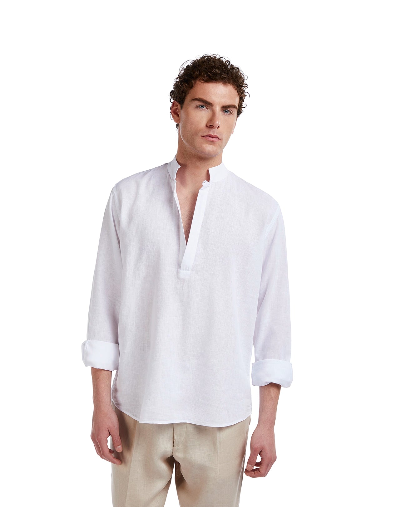 Camisa Waikiki de lino y algodón blanca