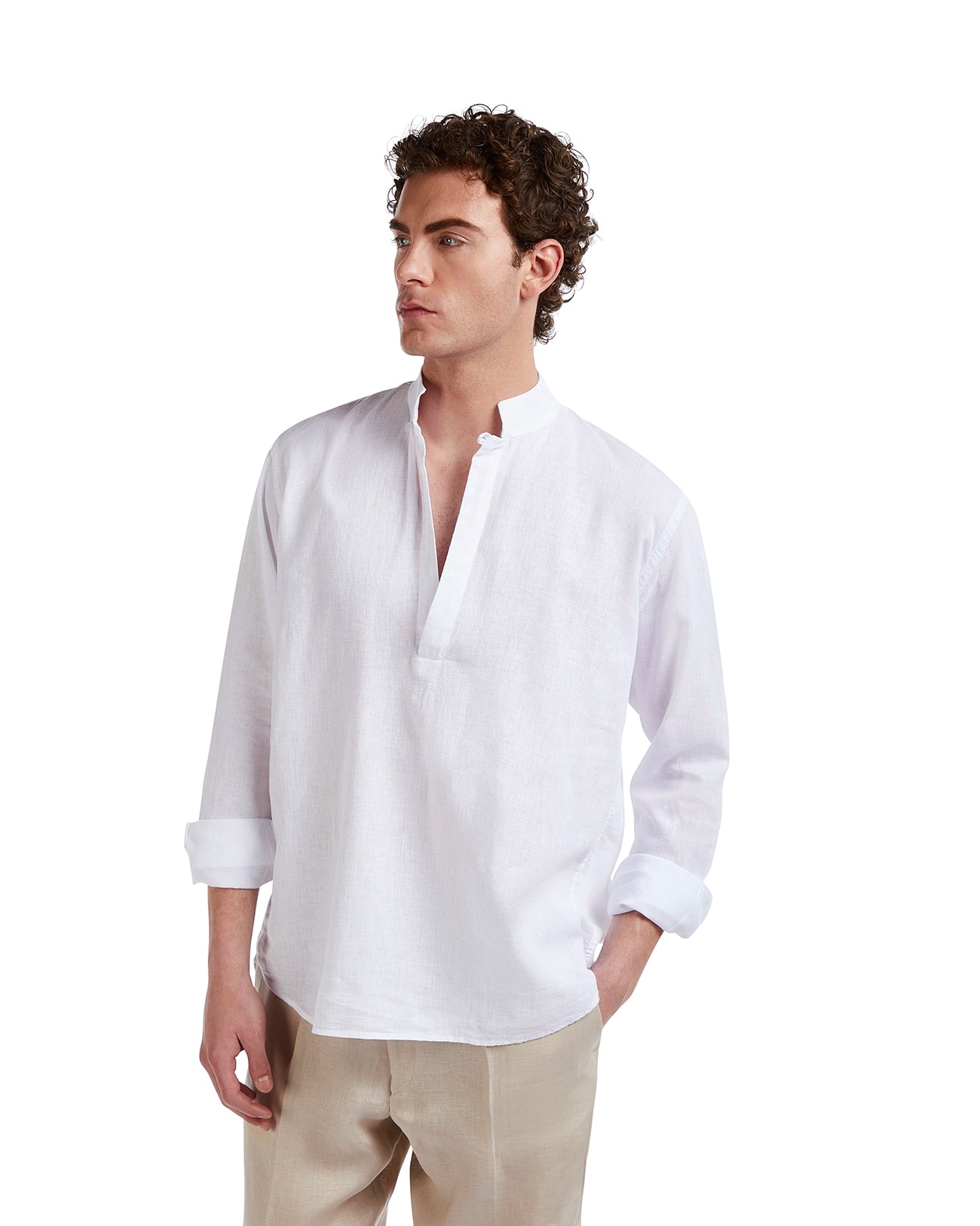 Camisa Waikiki de lino y algodón blanca