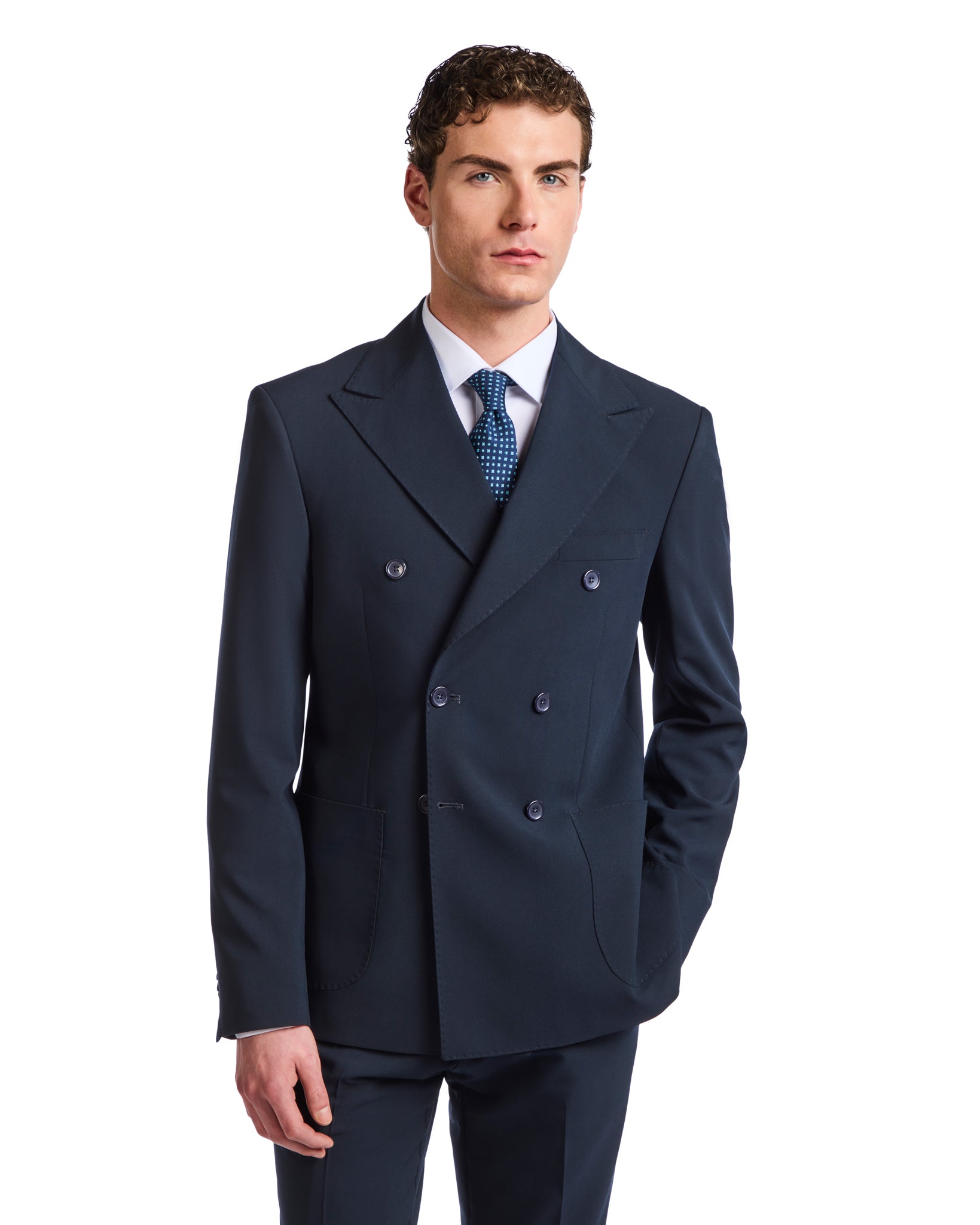 Dark blue double-breasted Monaco suit