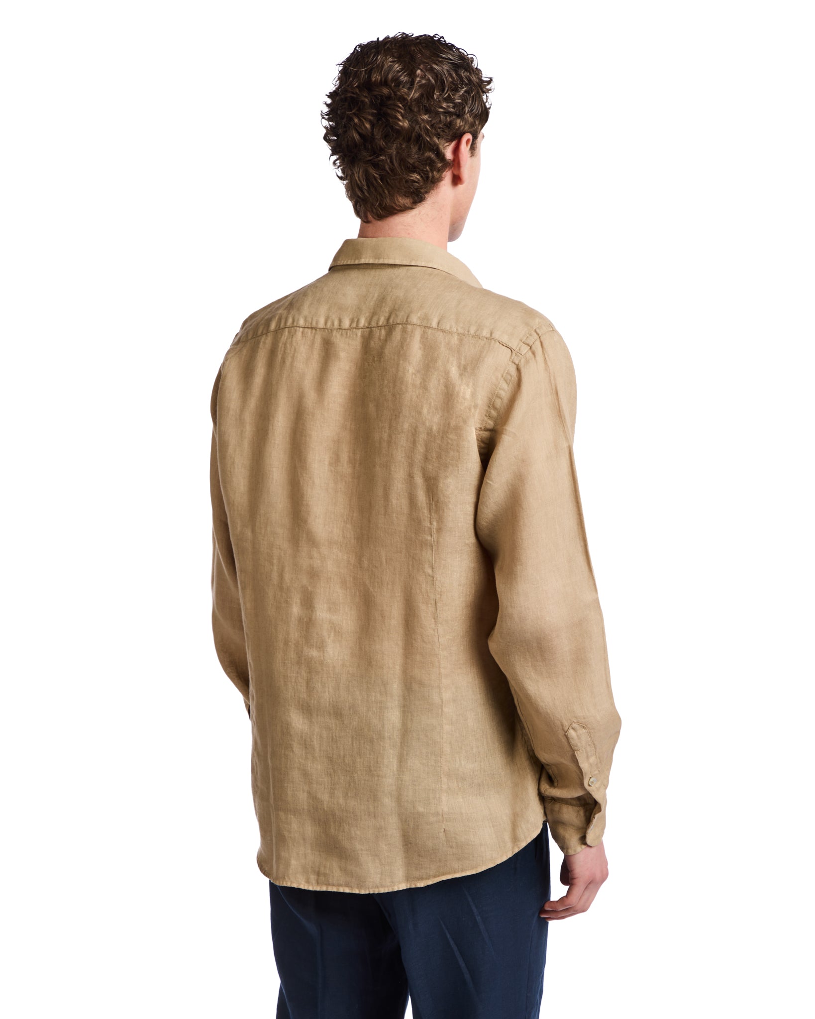 Camicia Montecarlo in puro lino cammello
