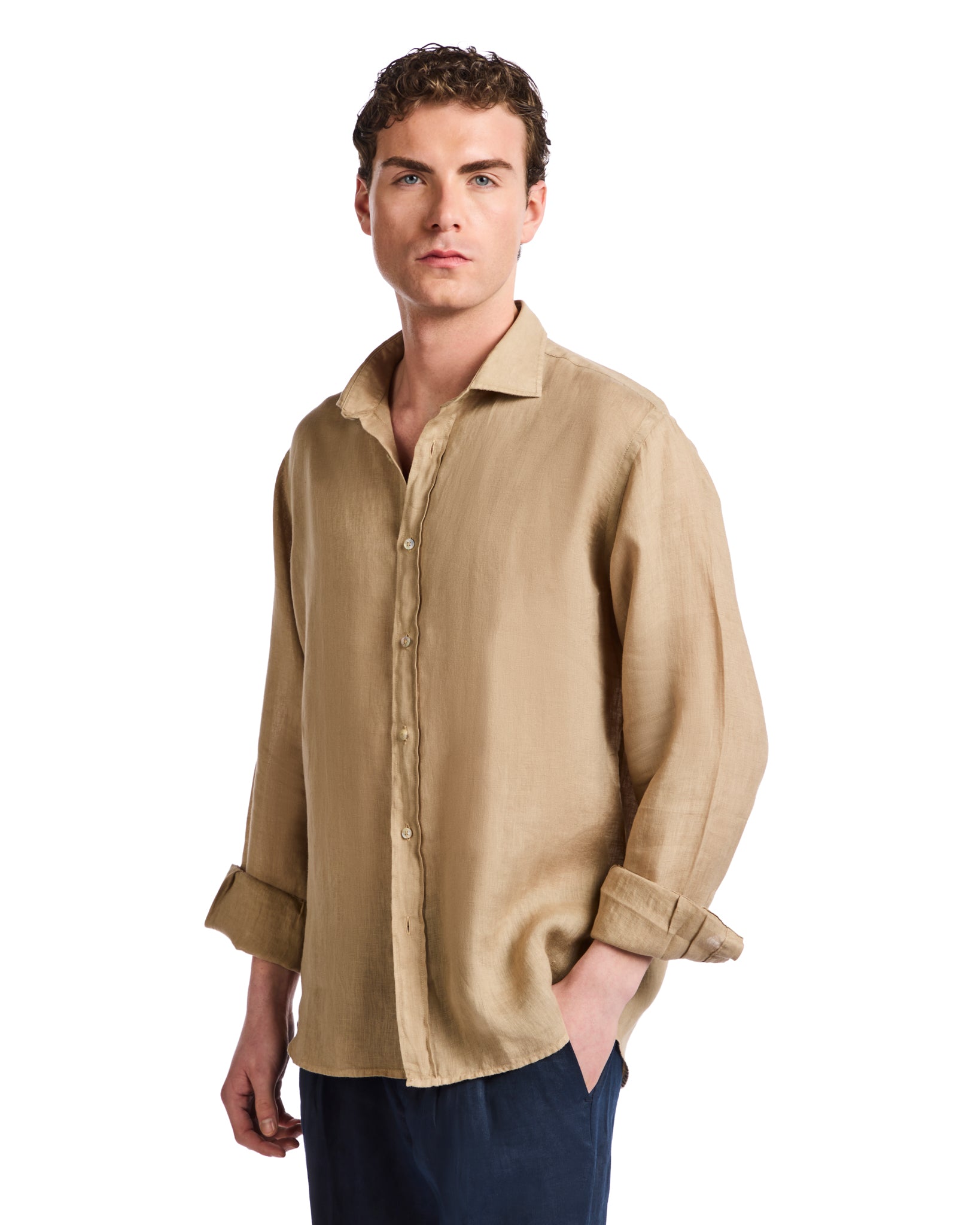 Montecarlo shirt in pure camel linen