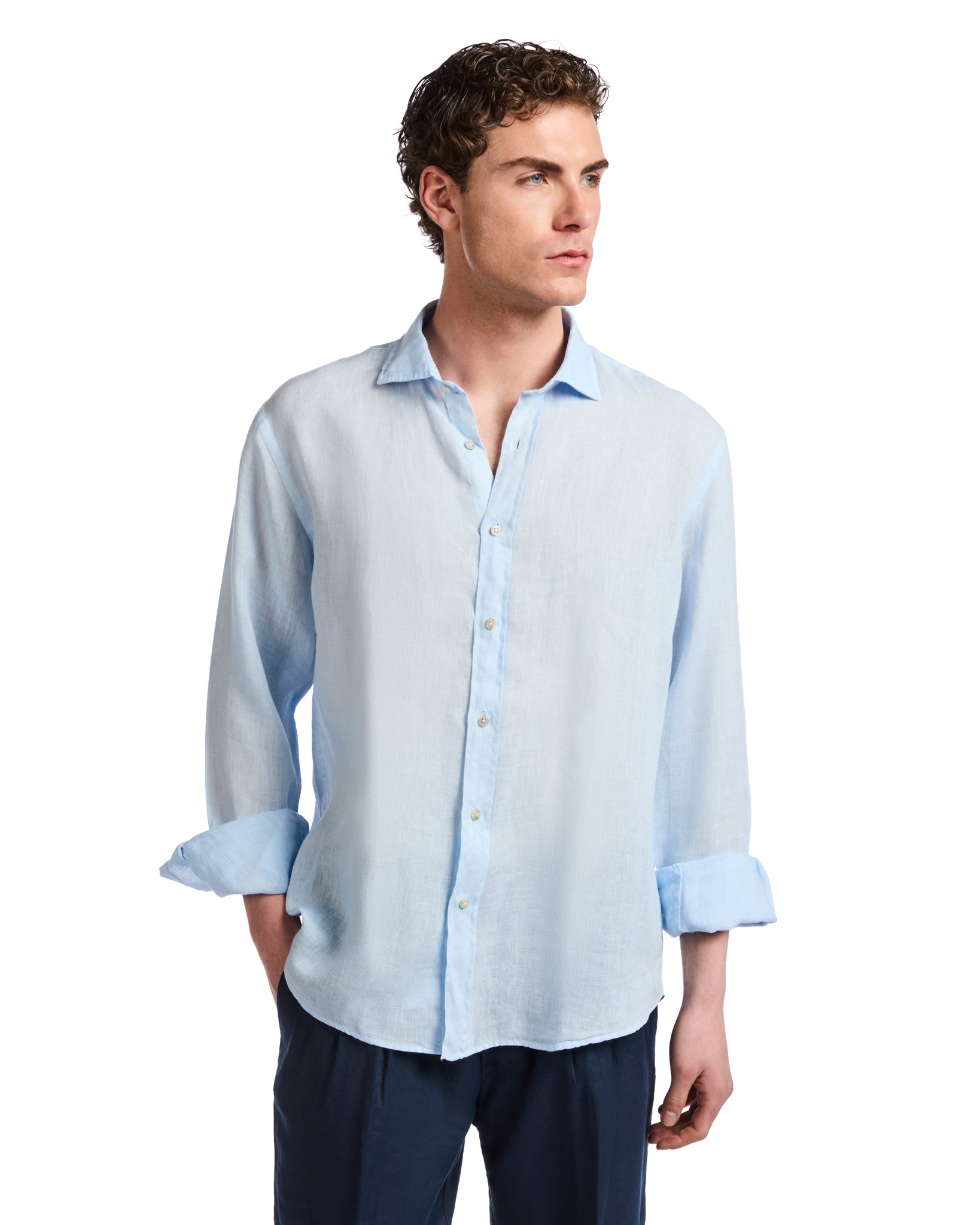 Montecarlo shirt in pure light blue linen