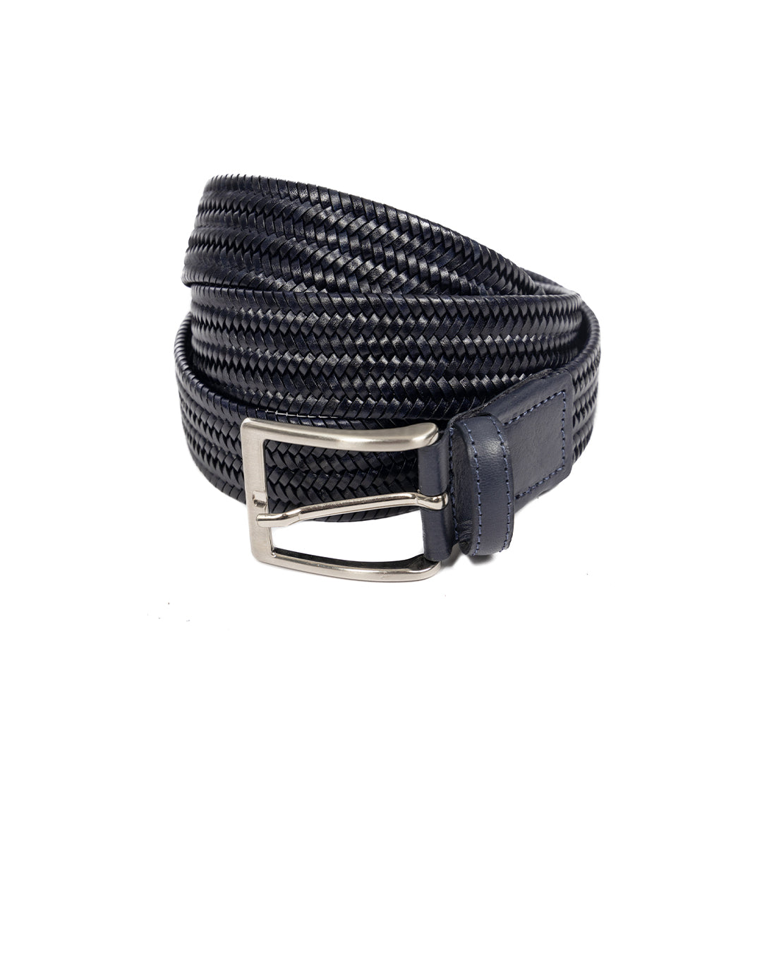 Montalcino - blue narrow weave leather belt