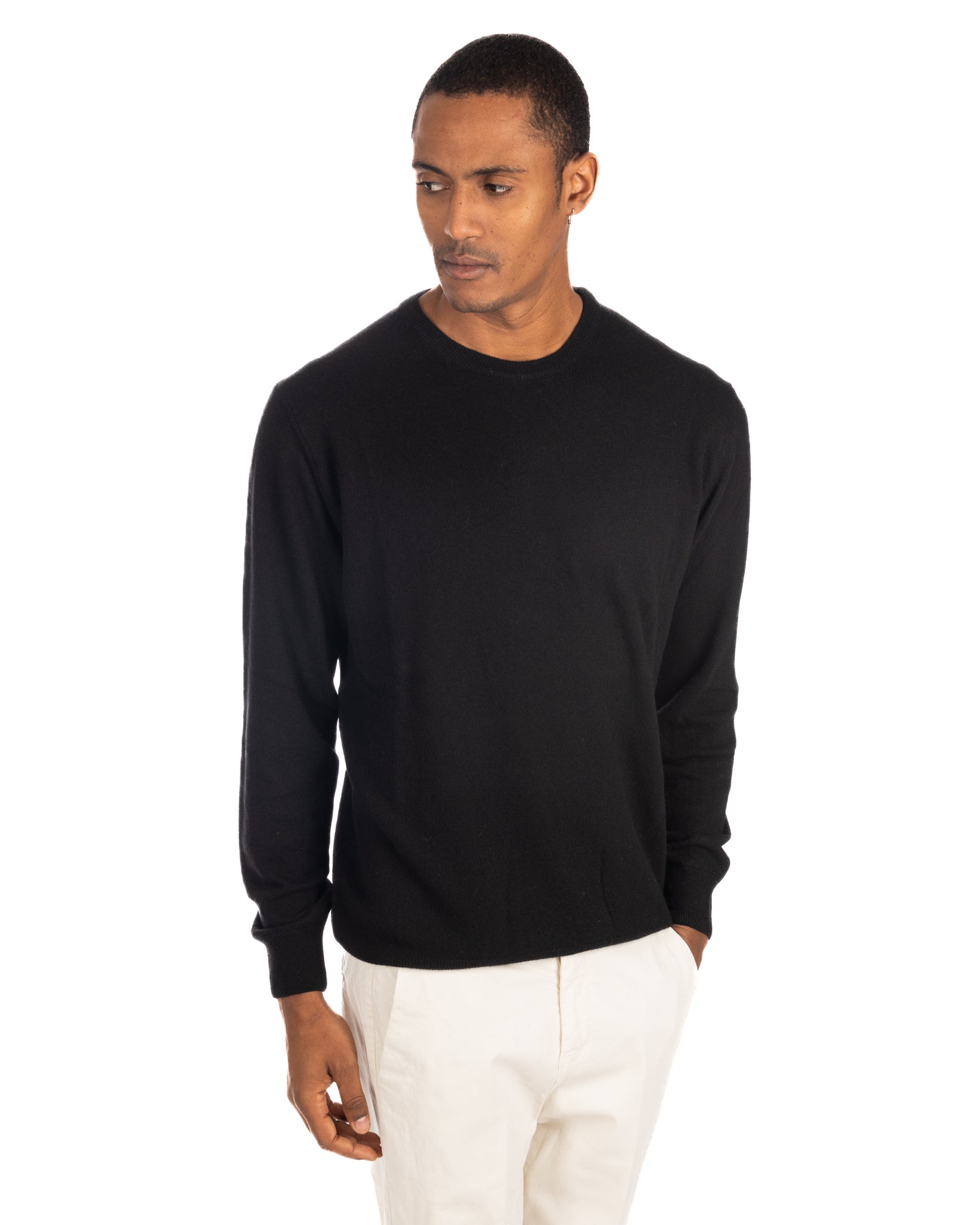 Dustin - black cashmere blend crew neck sweater