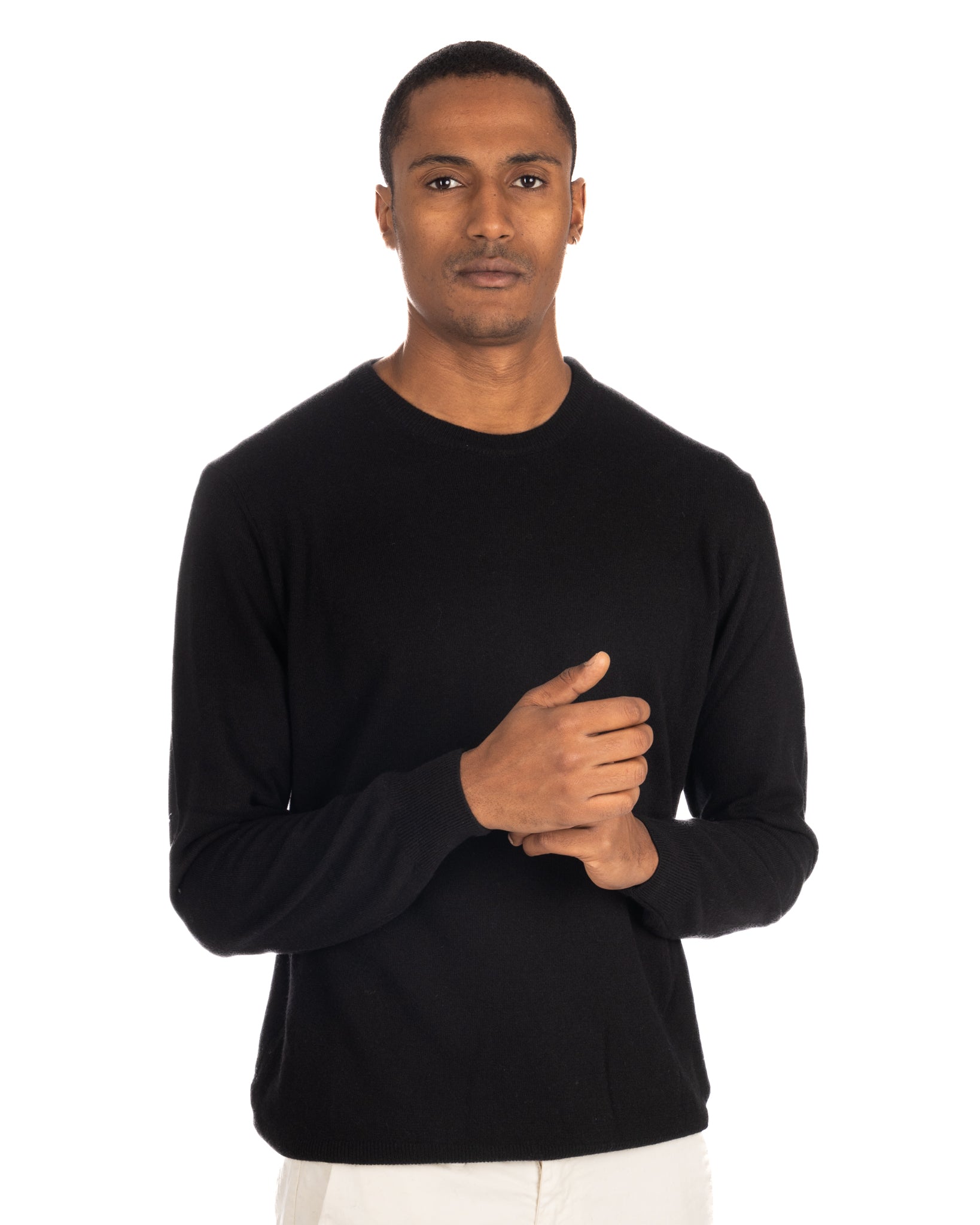 Dustin - black cashmere blend crew neck sweater