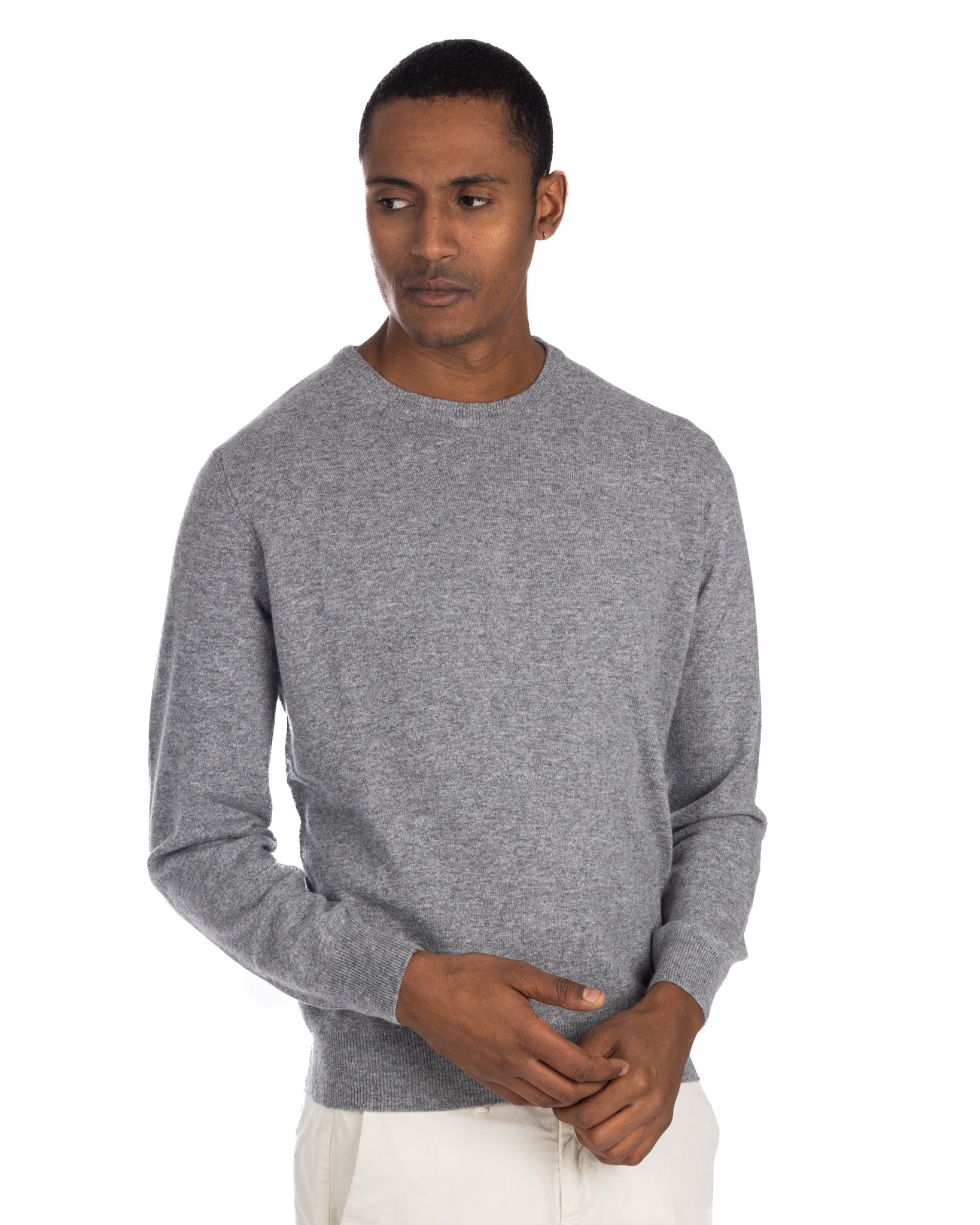 Dustin - gray cashmere blend crew neck sweater